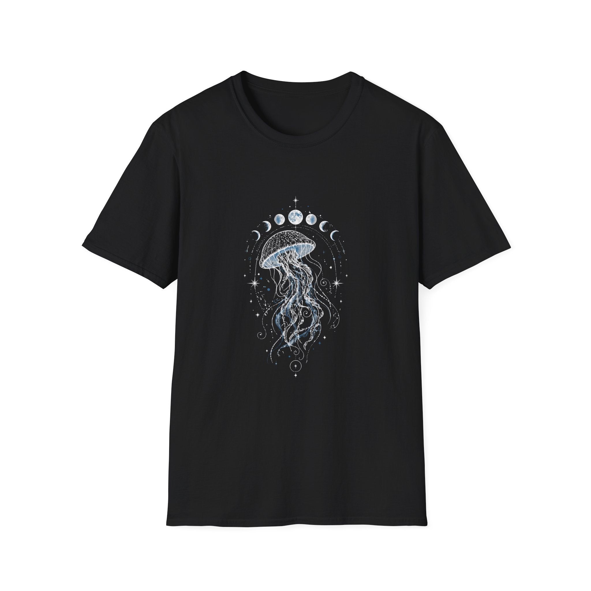 Moon Phase Jellyfish T-Shirt - Celestial Ocean Graphic Tee