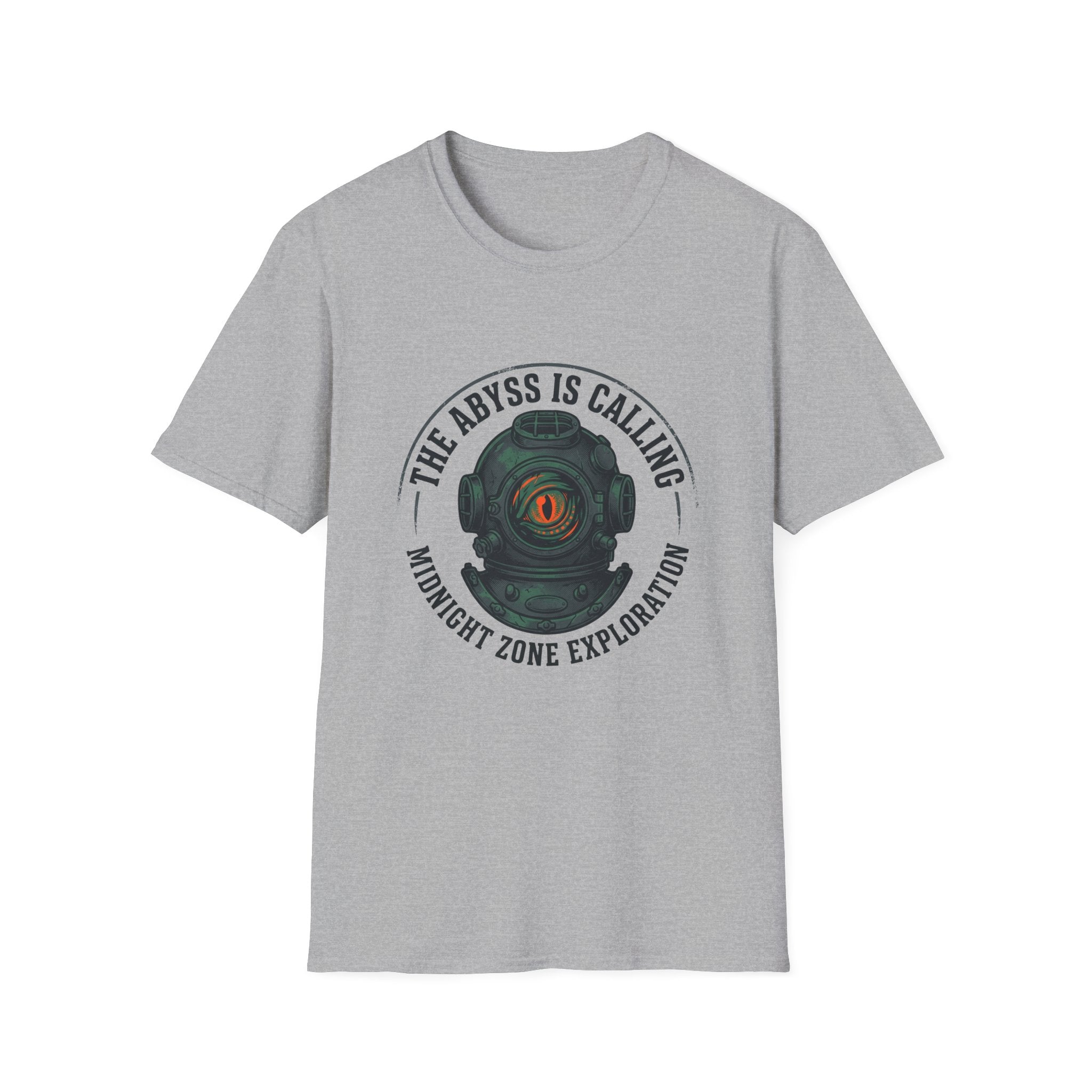 The Abyss Is Calling T-Shirt — Midnight Zone Diver Helmet Graphic Tee