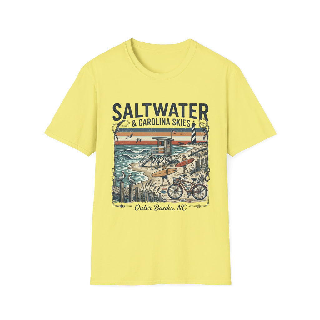 Saltwater & Carolina Skies T-Shirt — Outer Banks Vintage Beach Tee