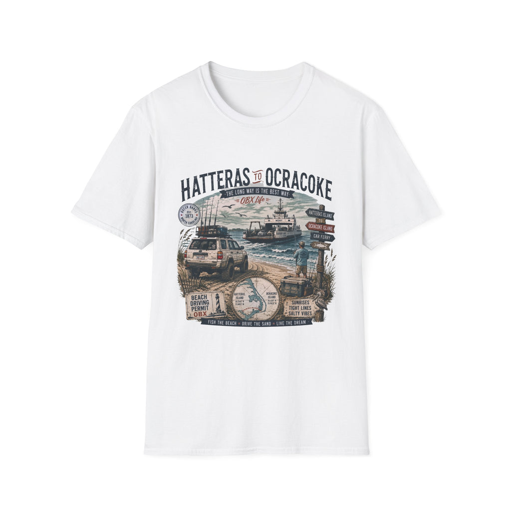 Outer Banks Road Trip T‑Shirt — Hatteras to Ocracoke Coastal Vintage Design