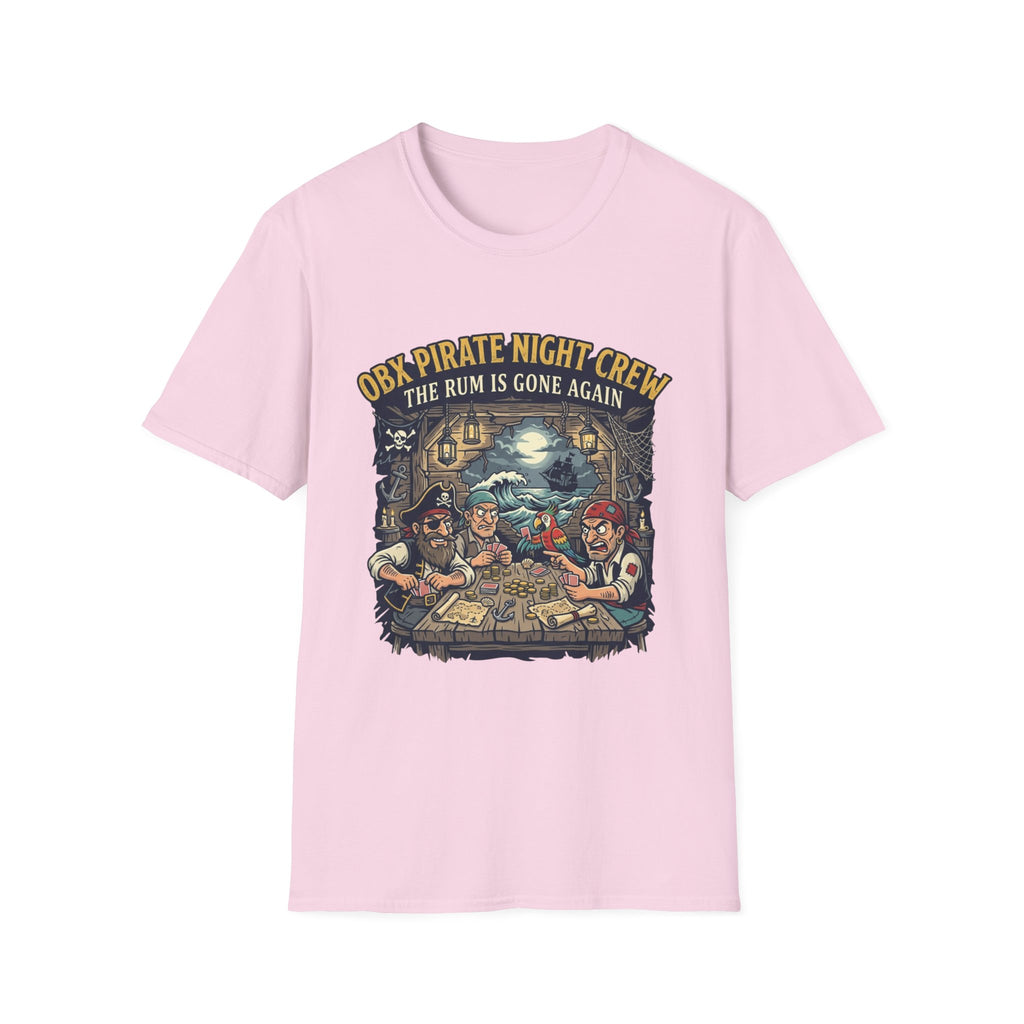 Pirate Night Crew T‑Shirt — "OBX Pirate Night Crew: The Rum Is Gone Again" Graphic Tee