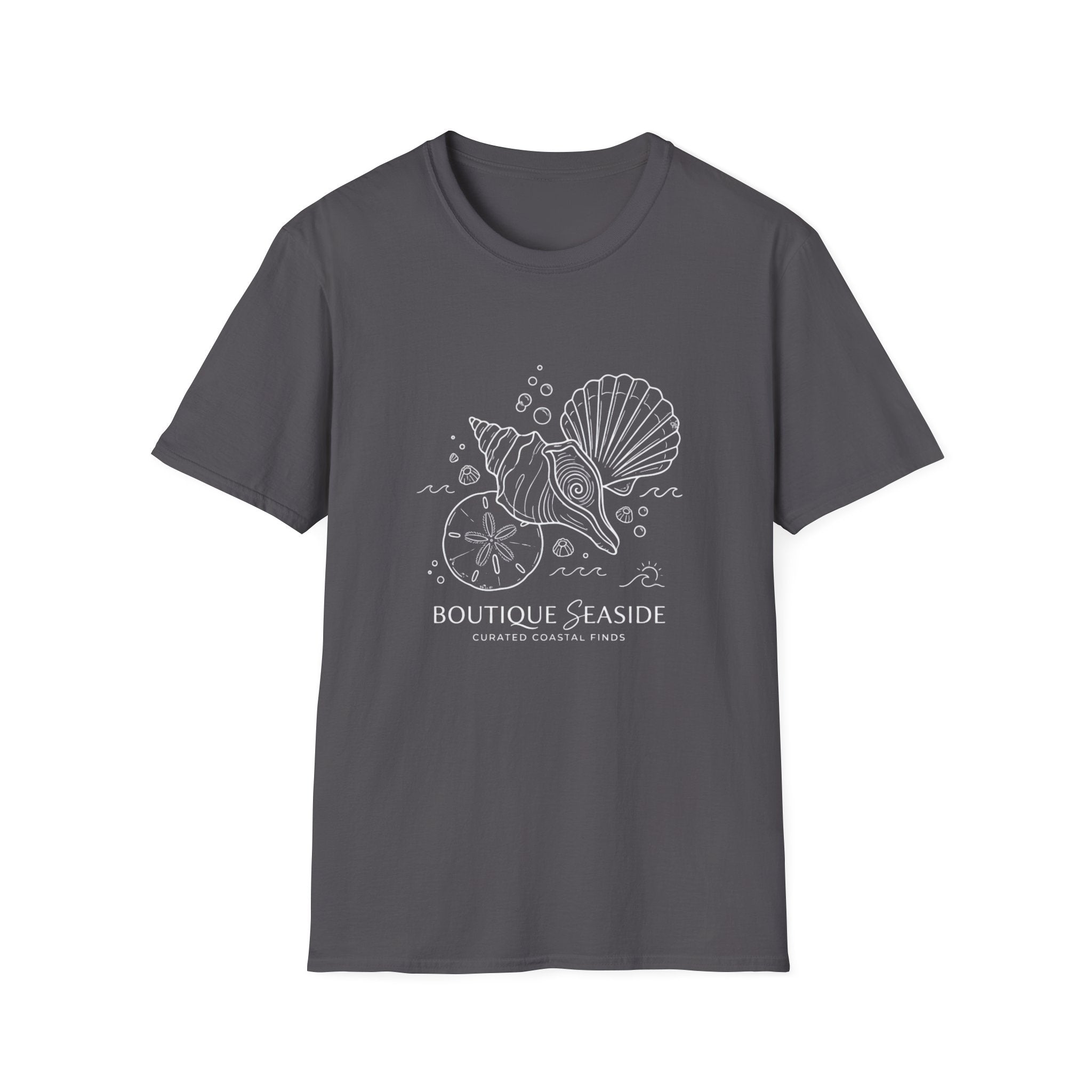 Seaside Boutique Shells T-Shirt – Minimal Coastal Graphic Tee
