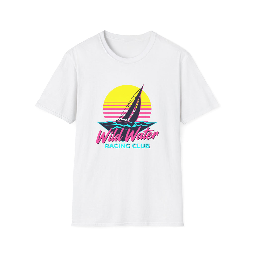 Sailboat Sunset T-Shirt — "Wild Water Racing Club" Retro Nautical Tee