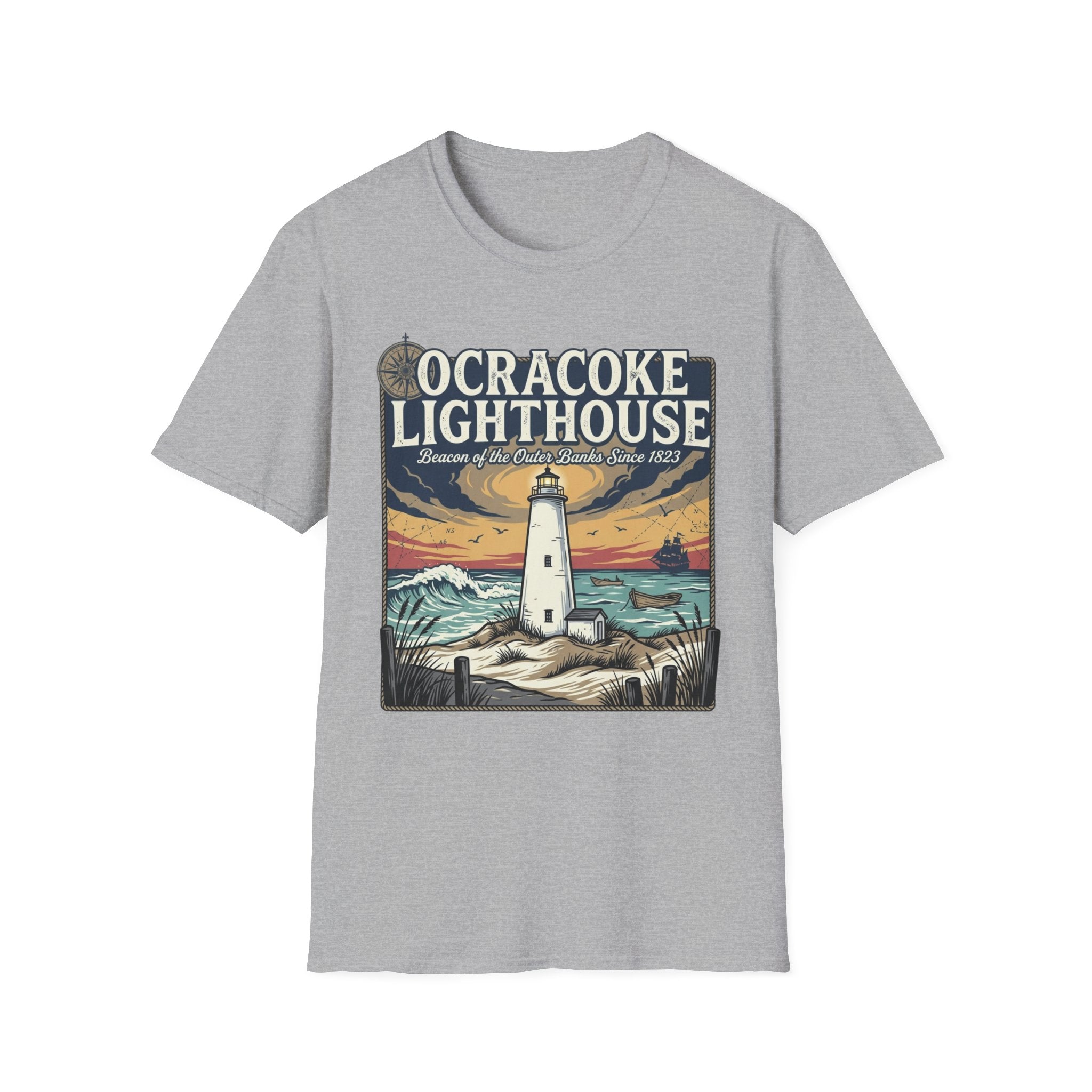 Ocracoke Lighthouse T-Shirt — Vintage Coastal Beacon Tee