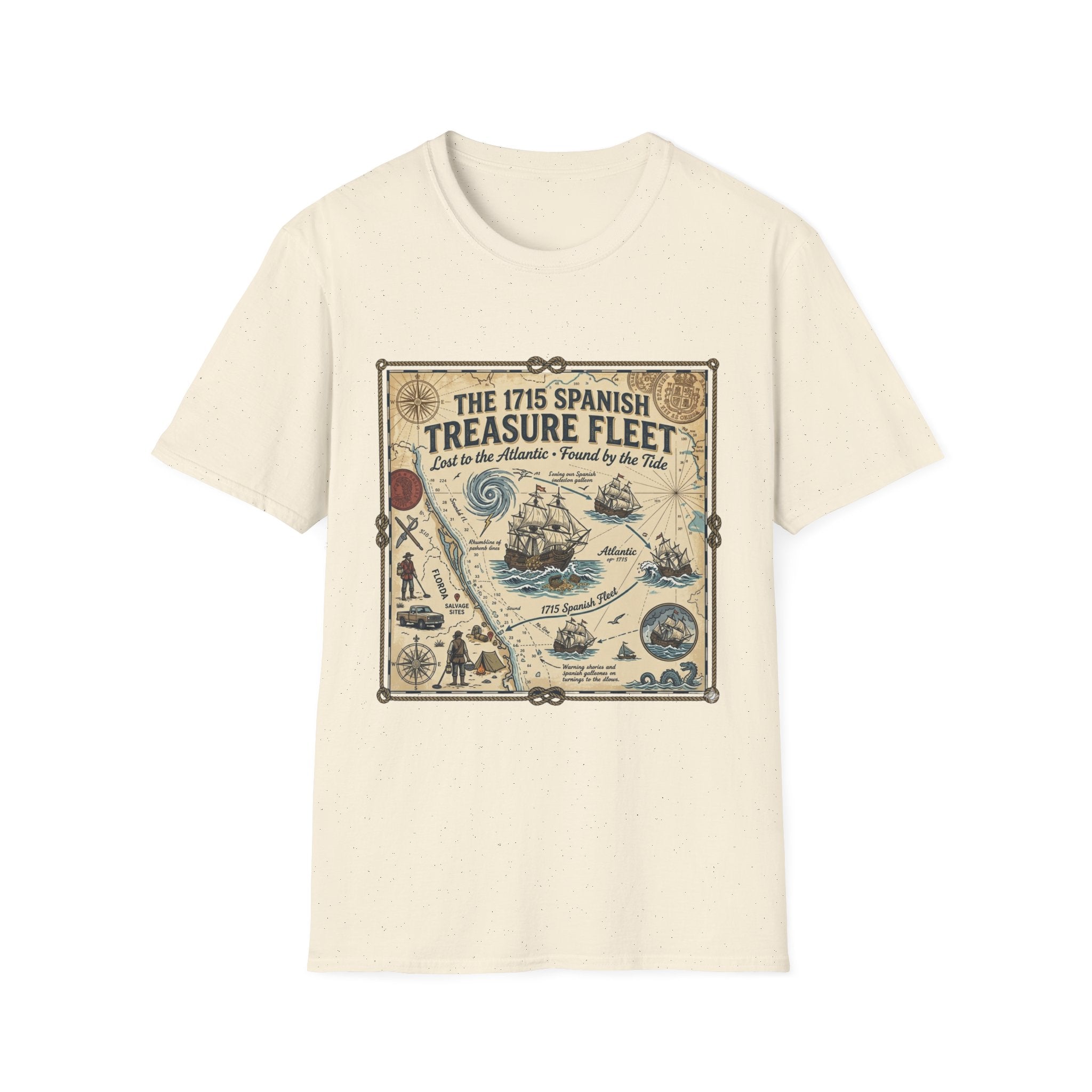 Treasure Fleet T-Shirt — 1715 Spanish Shipwreck Map Vintage Dive Tee