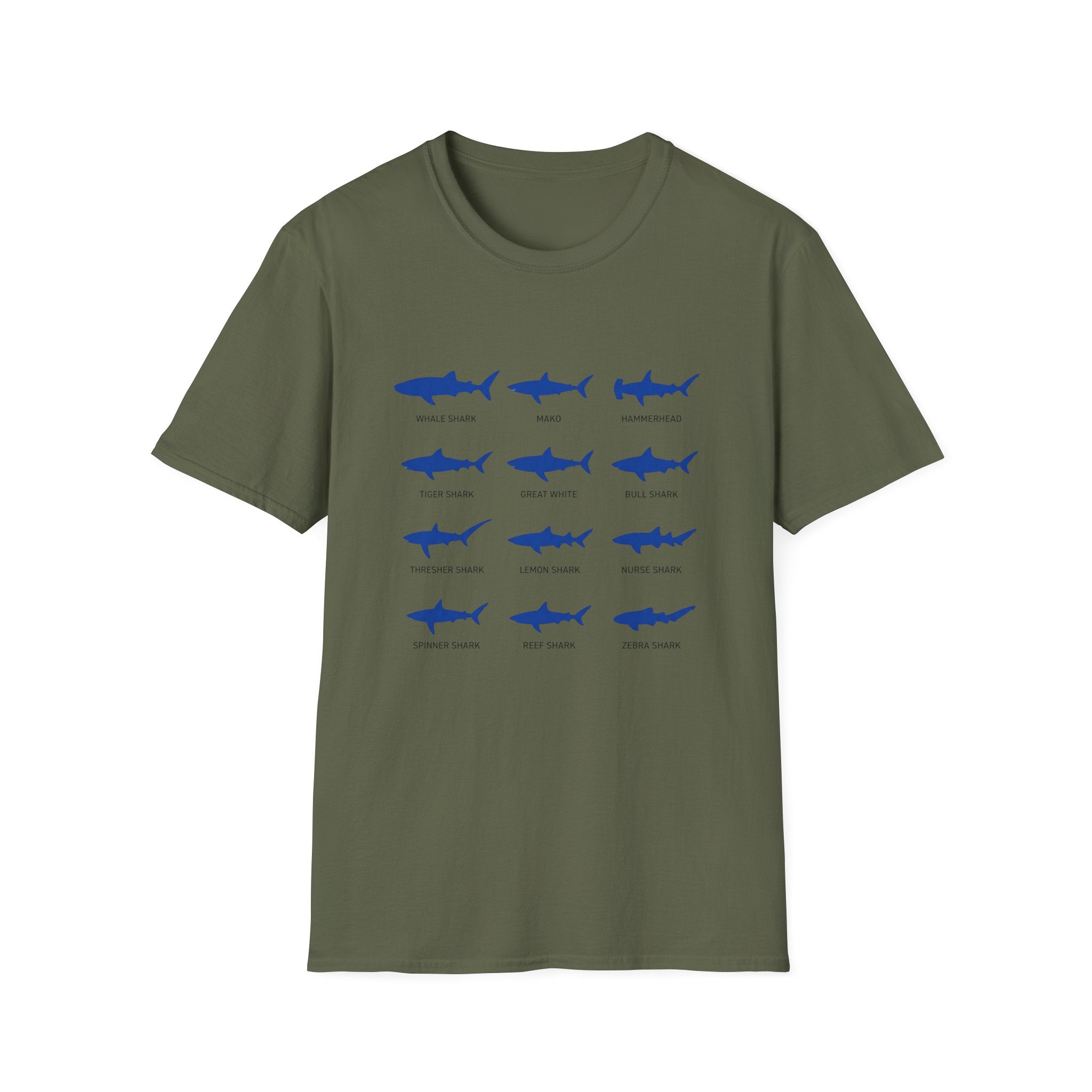 Shark Species Chart T-Shirt – Illustrated Blue Sharks Tee