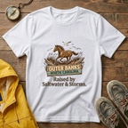 Outer Banks Horse T-Shirt — "Raised by Saltwater & Storms" Coastal Tee