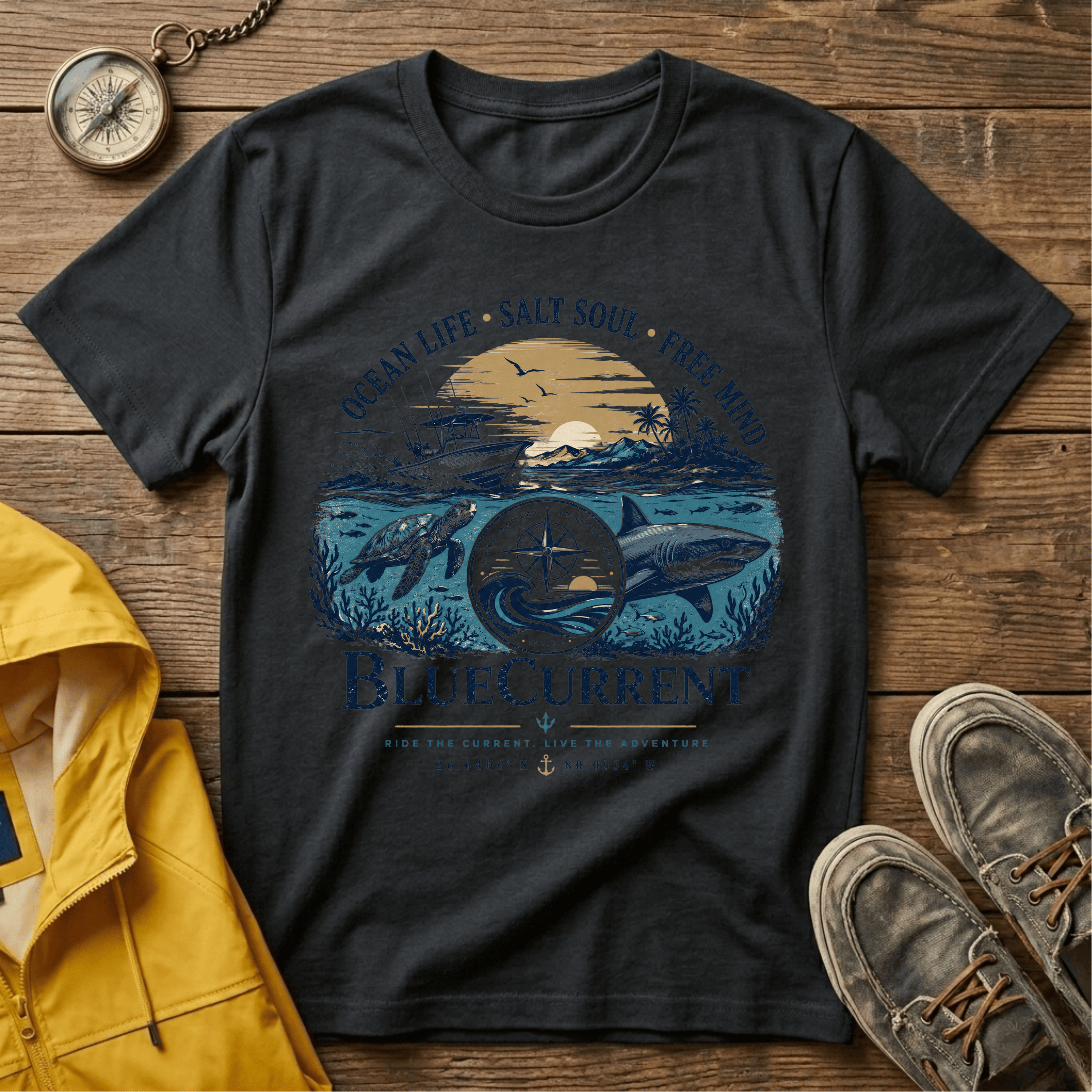 Ocean Life Graphic T-Shirt — "Ocean Life • Salt Soul • Free Mind"