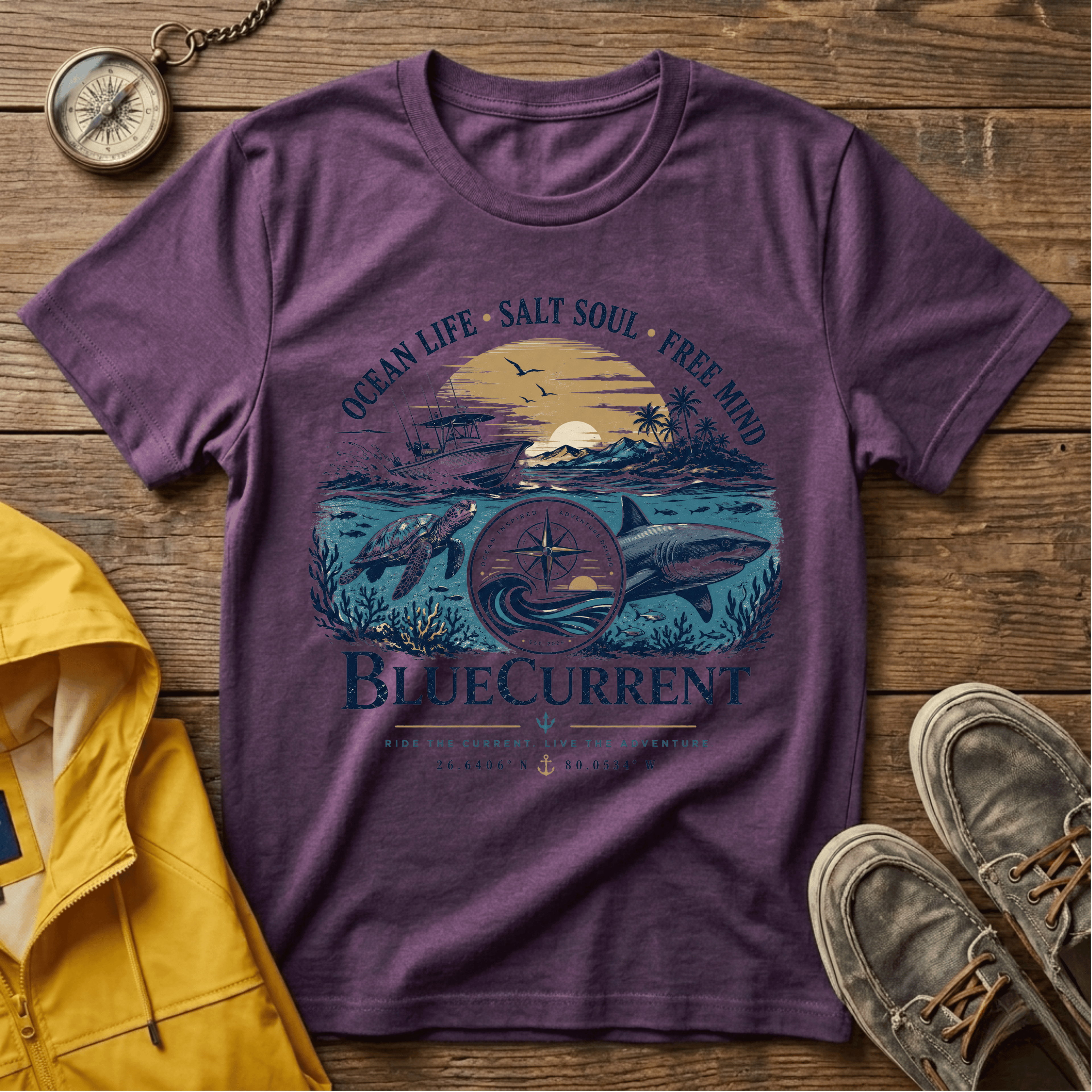 Ocean Life Graphic T-Shirt — "Ocean Life • Salt Soul • Free Mind"