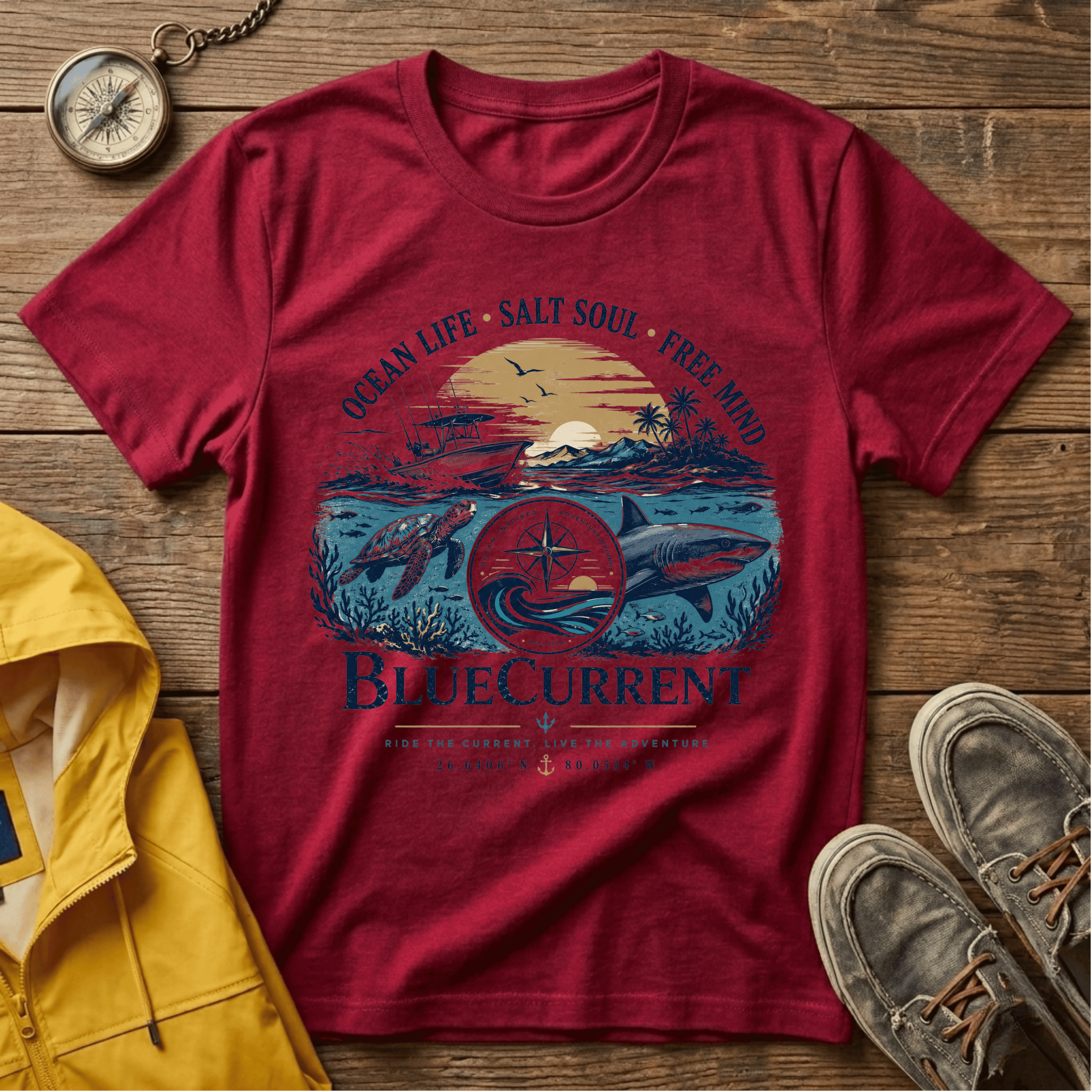 Ocean Life Graphic T-Shirt — "Ocean Life • Salt Soul • Free Mind"