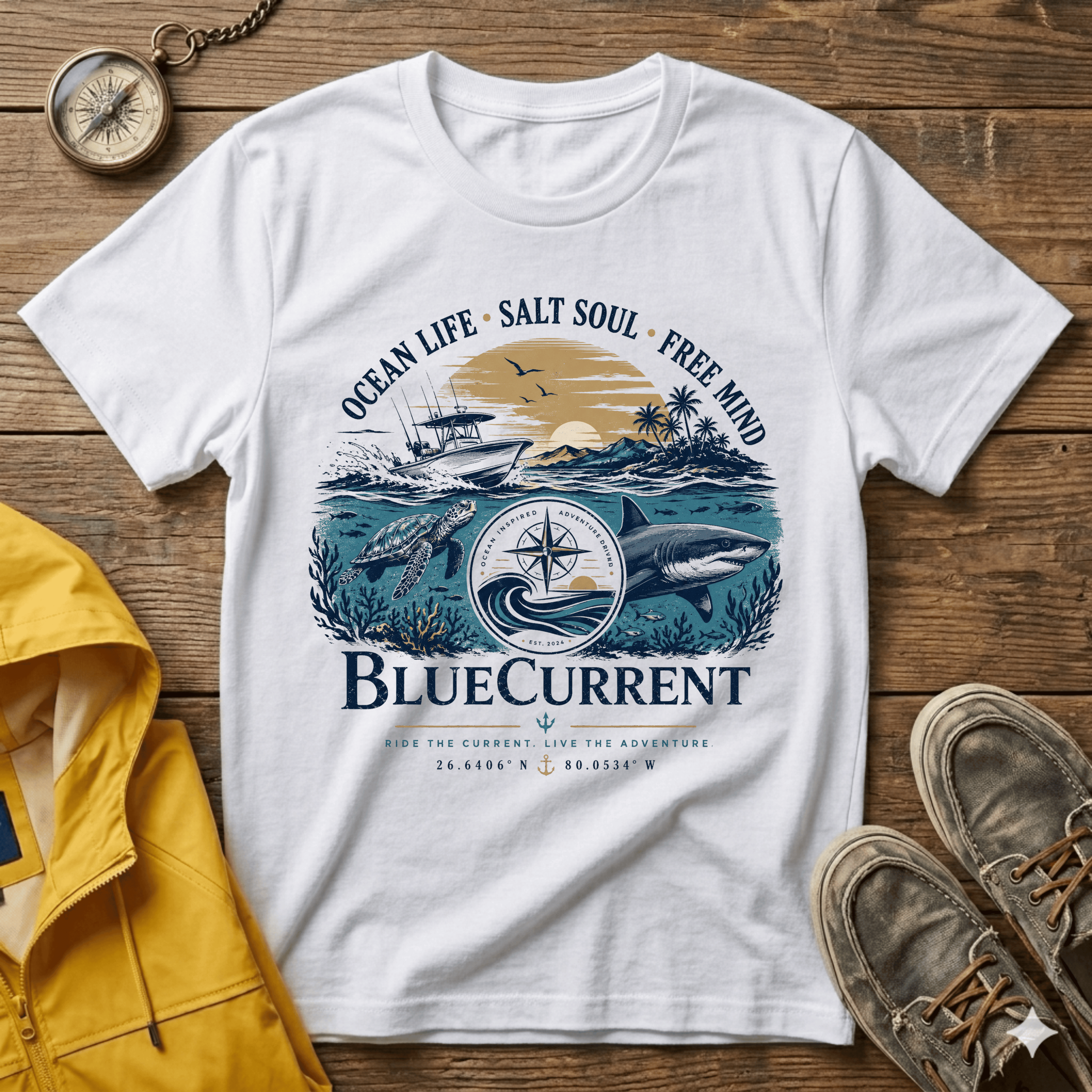 Ocean Life Graphic T-Shirt — "Ocean Life • Salt Soul • Free Mind"