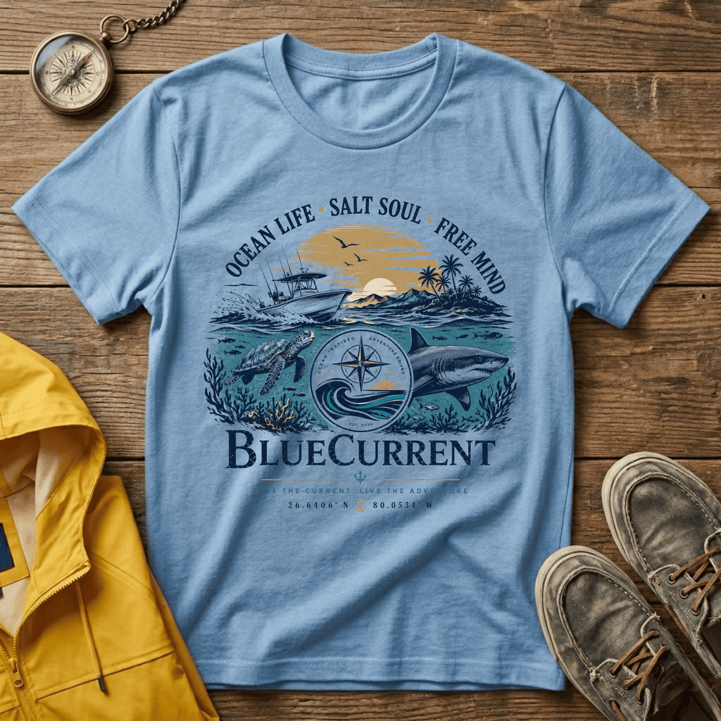 Ocean Life Graphic T-Shirt — "Ocean Life • Salt Soul • Free Mind"