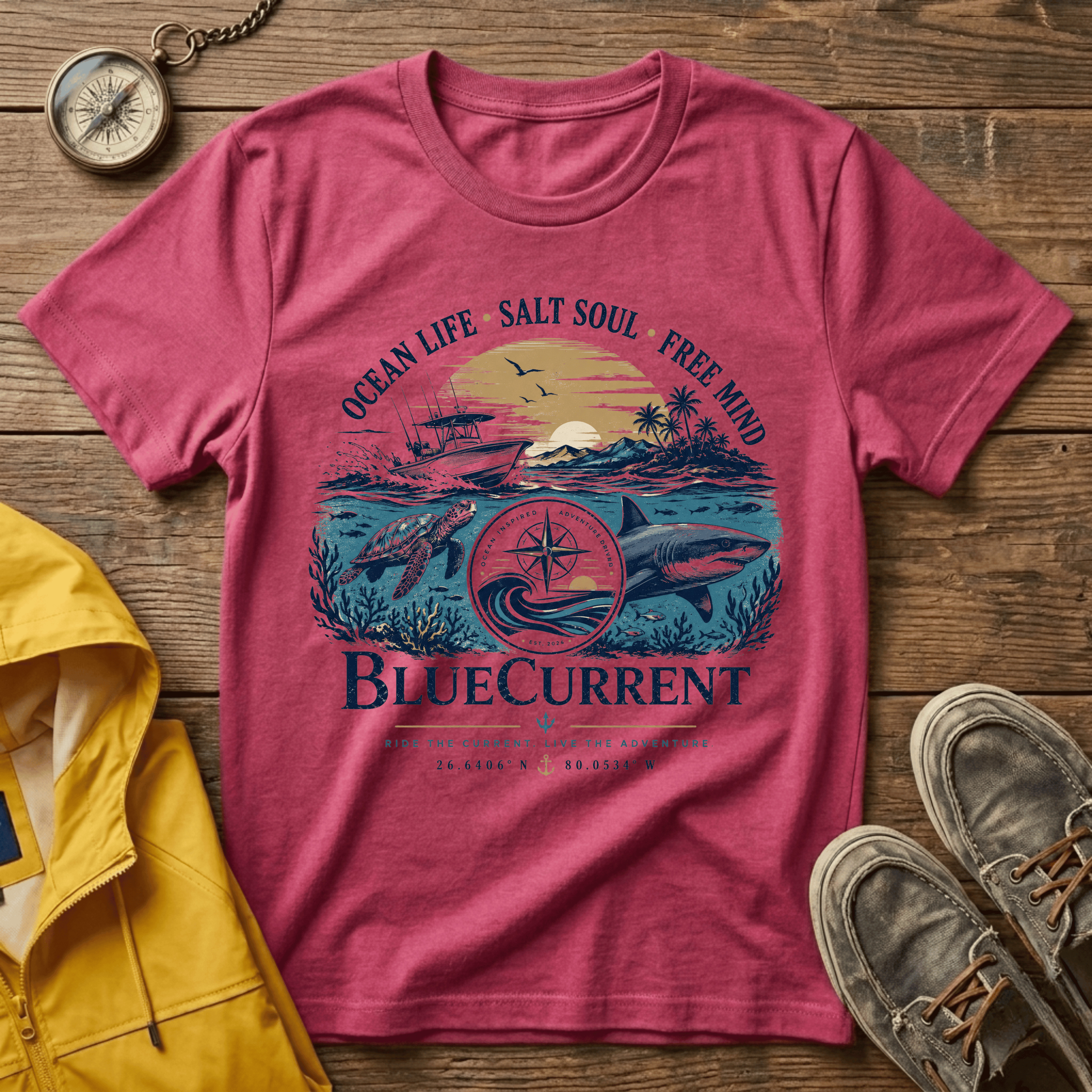 Ocean Life Graphic T-Shirt — "Ocean Life • Salt Soul • Free Mind"