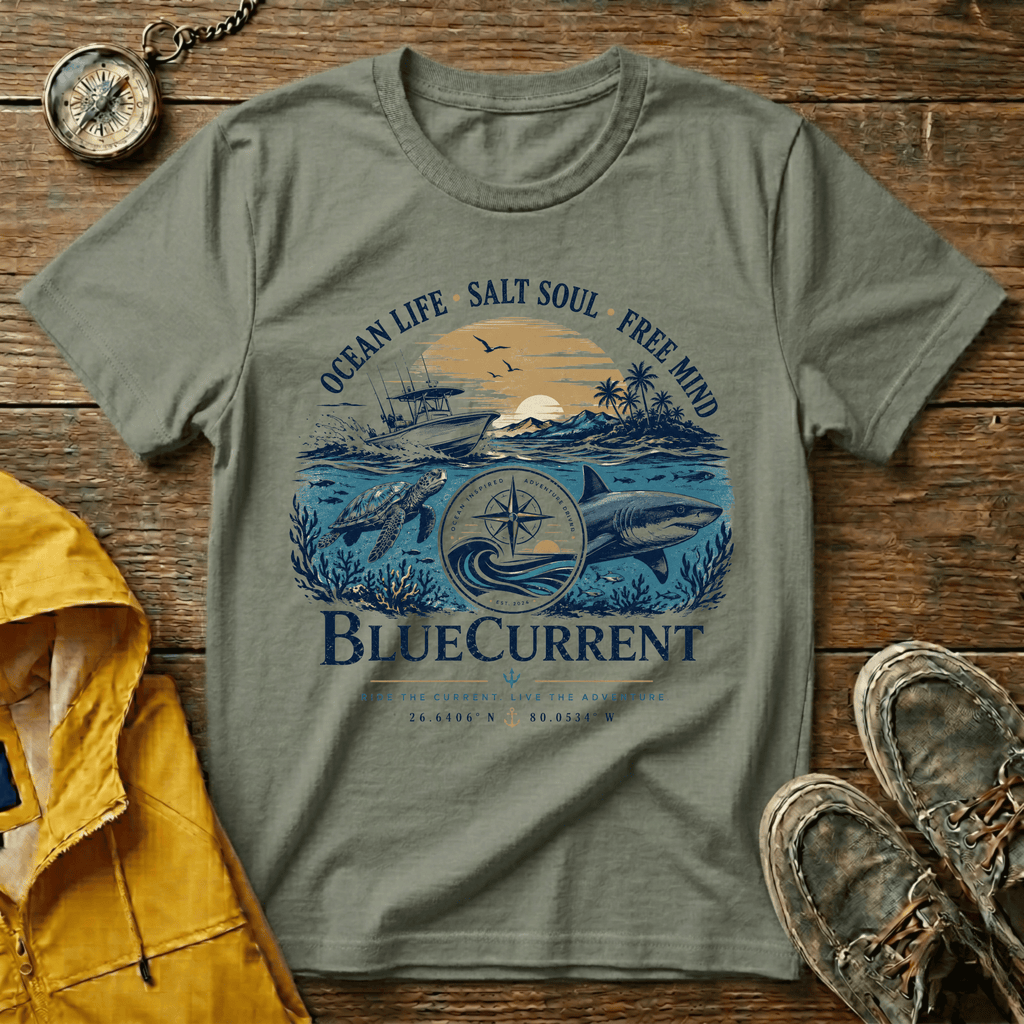 Ocean Life Graphic T-Shirt — "Ocean Life • Salt Soul • Free Mind"