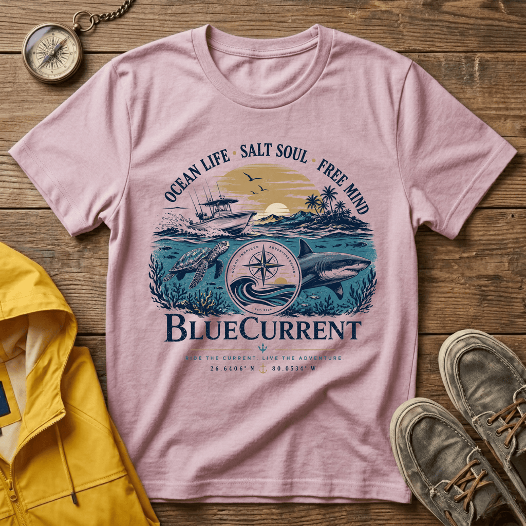 Ocean Life Graphic T-Shirt — "Ocean Life • Salt Soul • Free Mind"