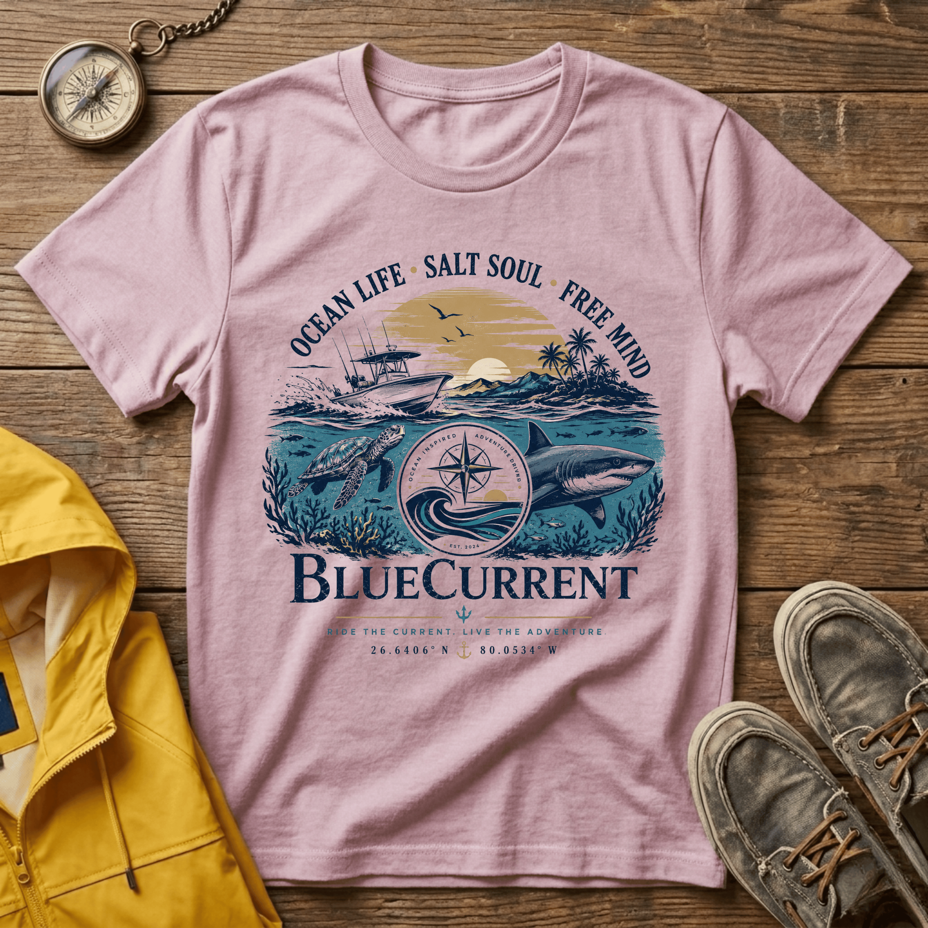Ocean Life Graphic T-Shirt — "Ocean Life • Salt Soul • Free Mind"