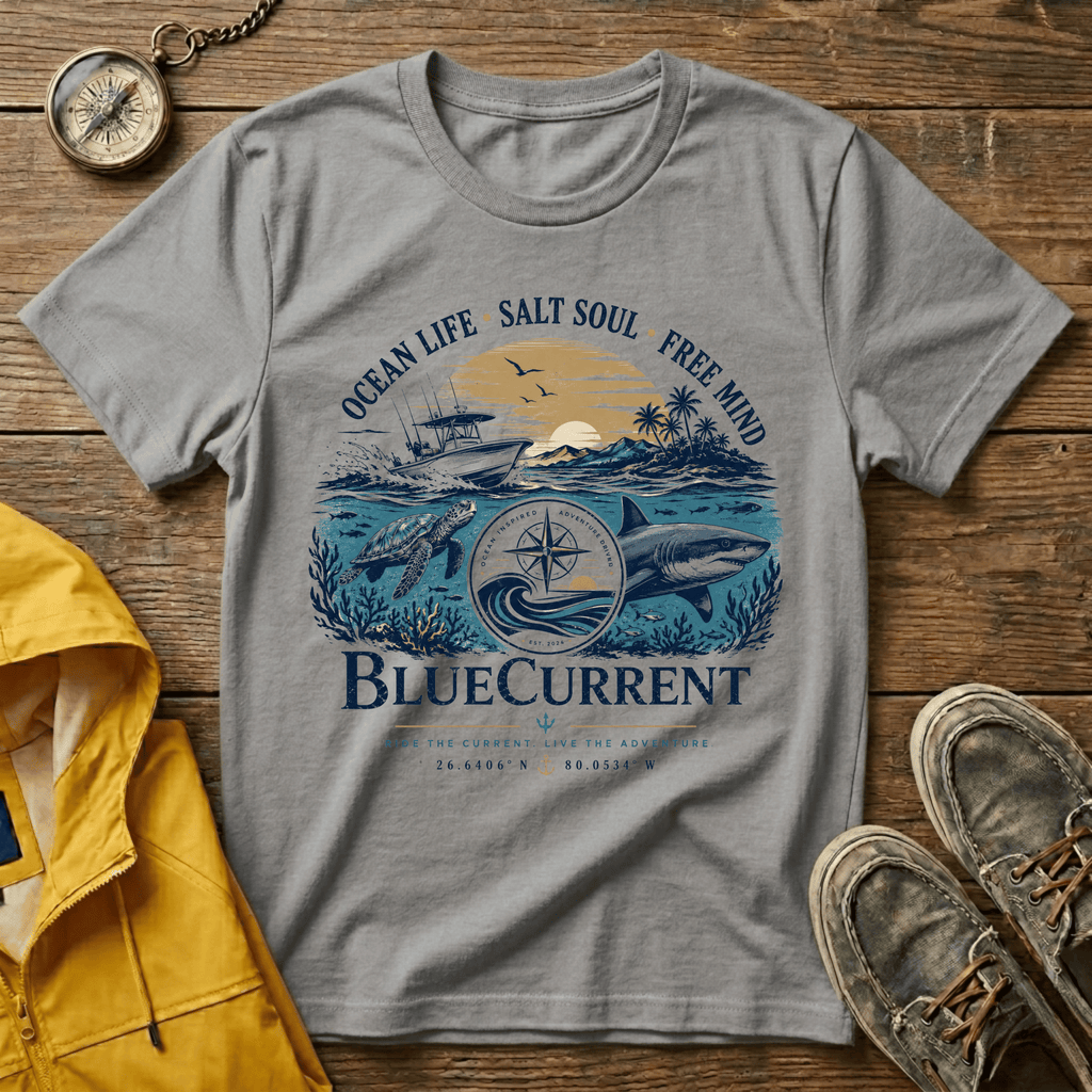 Ocean Life Graphic T-Shirt — "Ocean Life • Salt Soul • Free Mind"