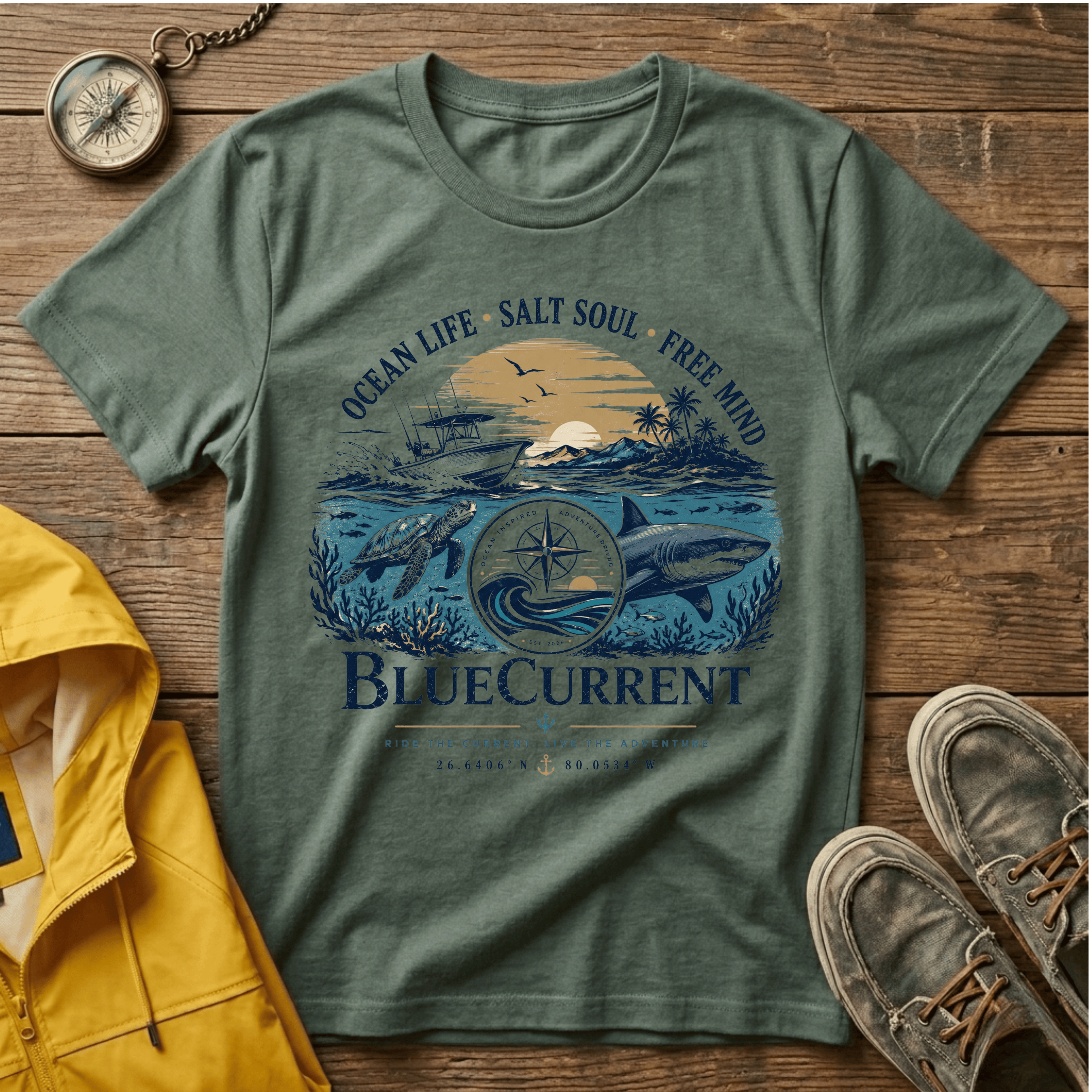 Ocean Life Graphic T-Shirt — "Ocean Life • Salt Soul • Free Mind"