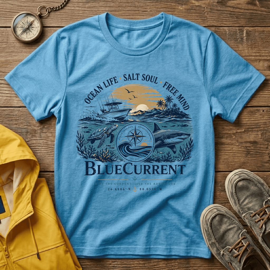 Ocean Life Graphic T-Shirt — "Ocean Life • Salt Soul • Free Mind"