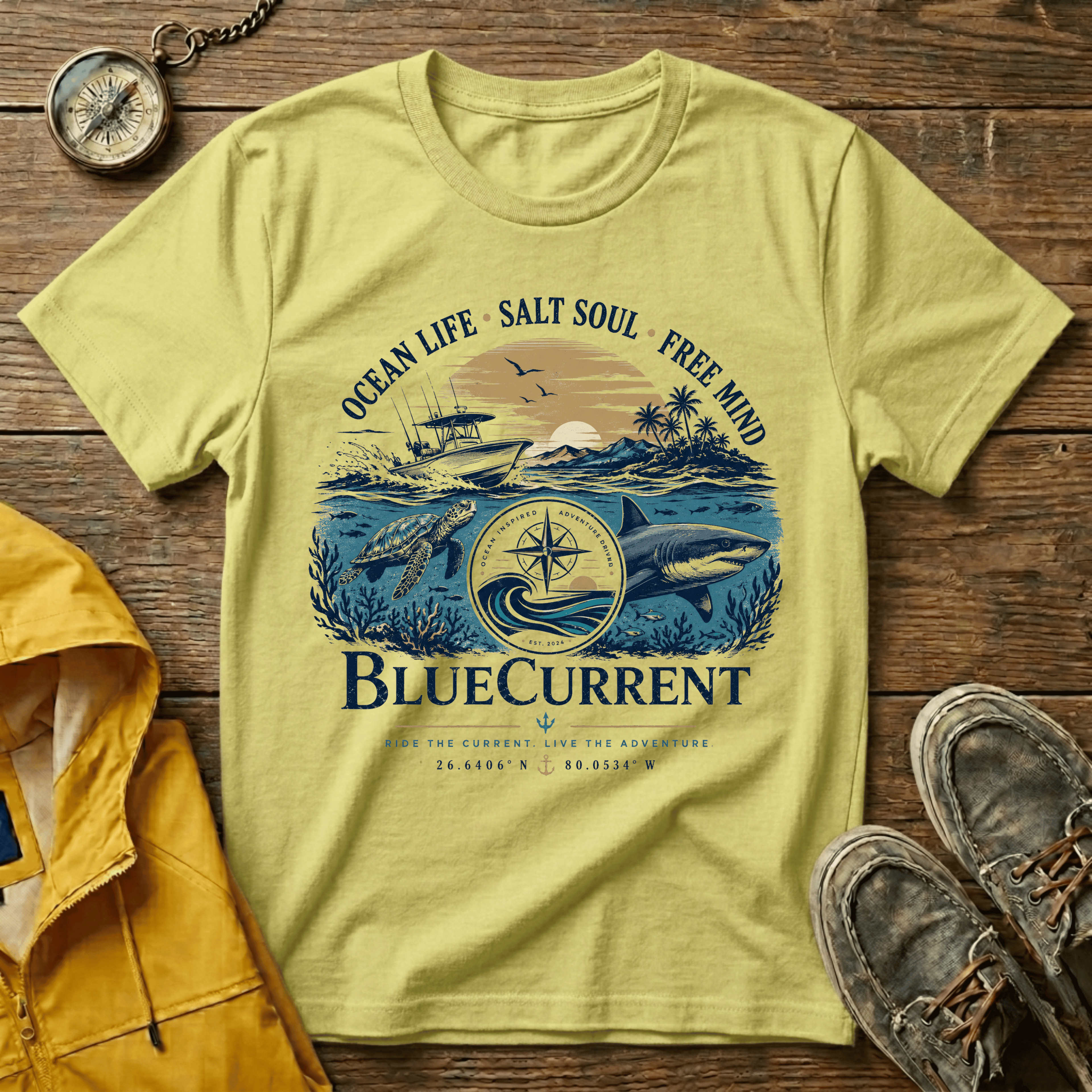 Ocean Life Graphic T-Shirt — "Ocean Life • Salt Soul • Free Mind"