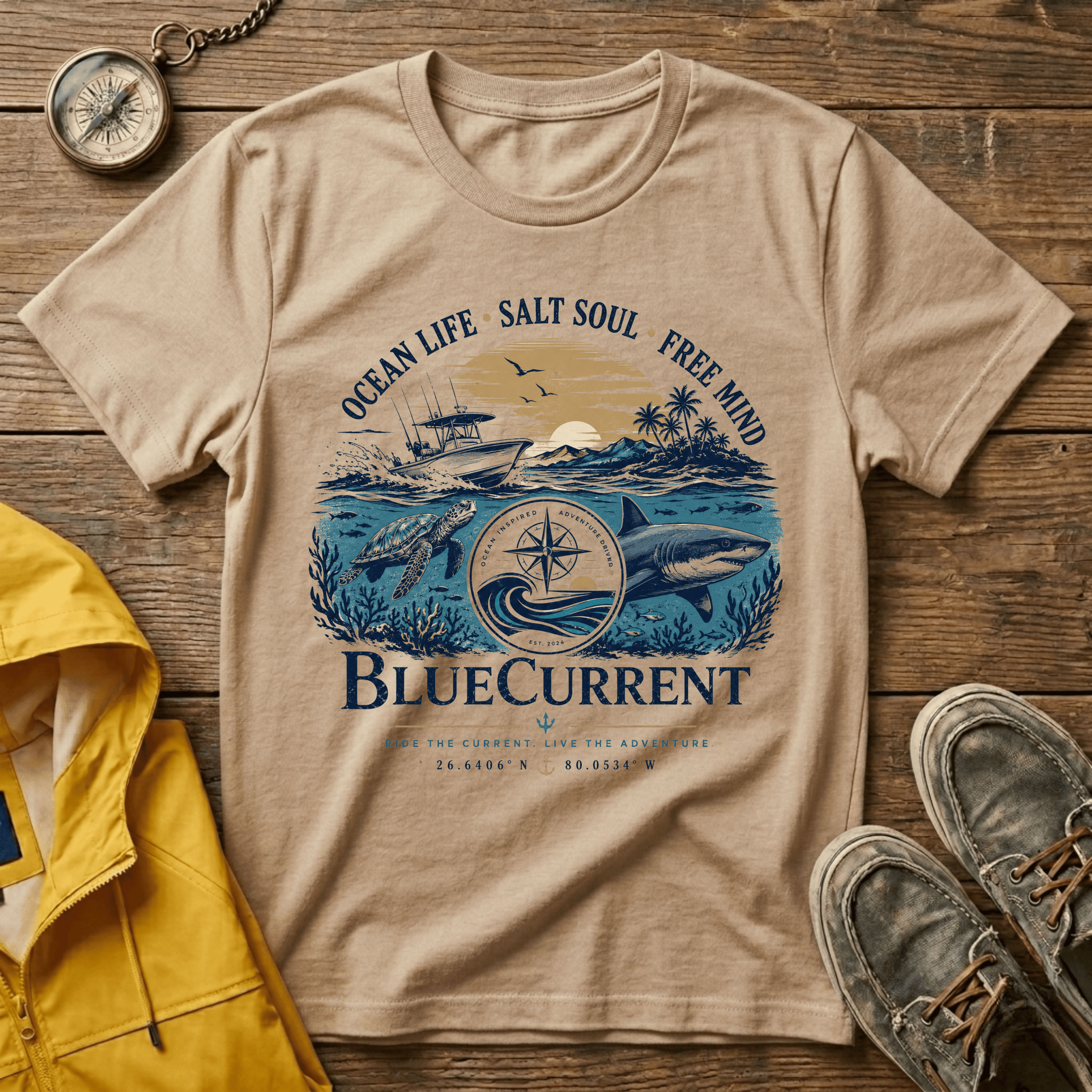 Ocean Life Graphic T-Shirt — "Ocean Life • Salt Soul • Free Mind"
