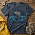 Live Salty Boat Tee — Coastal Sunset Nautical T-Shirt (BlueCurrent)