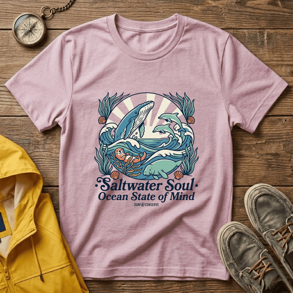 Ocean Whale T-Shirt — “Saltwater Soul • Ocean State of Mind” Graphic Tee