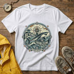 T-Shirt — "Beyond the Horizon" Shark Compass Graphic Tee