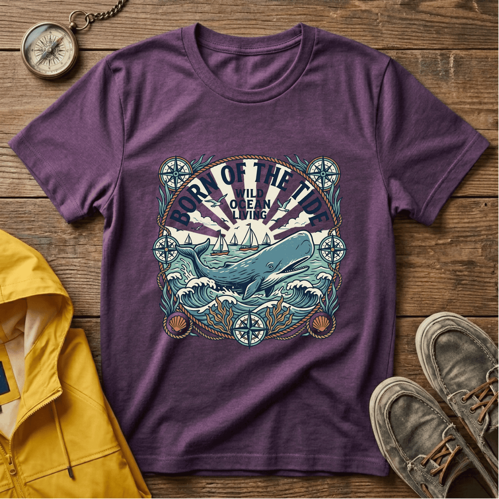 Born of the Tide T-Shirt — 'Wild Ocean Living' Nautical Whale Graphic Tee
