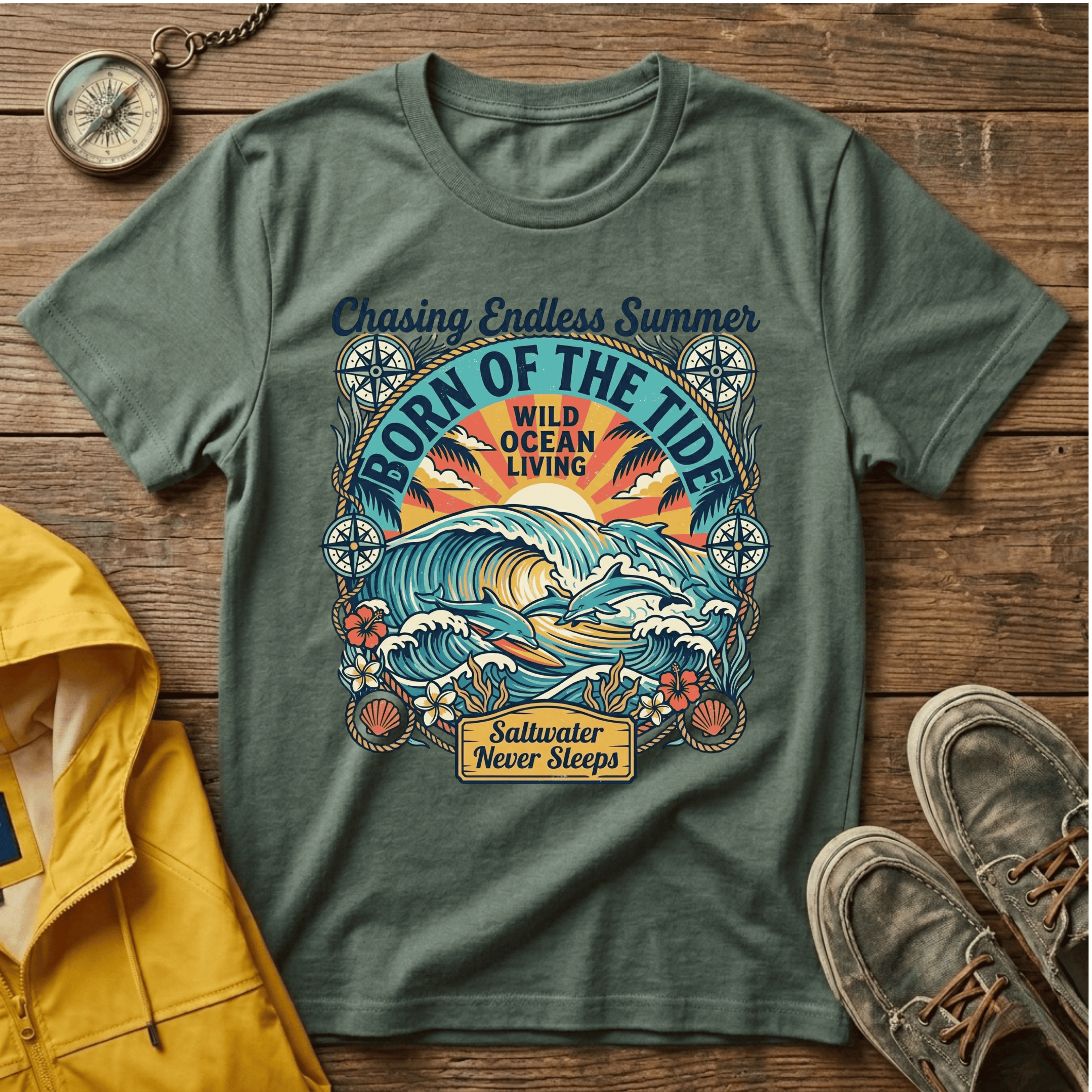 Born of the Tide Graphic T-Shirt – "Chasing Endless Summer" Vintage Ocean Tee