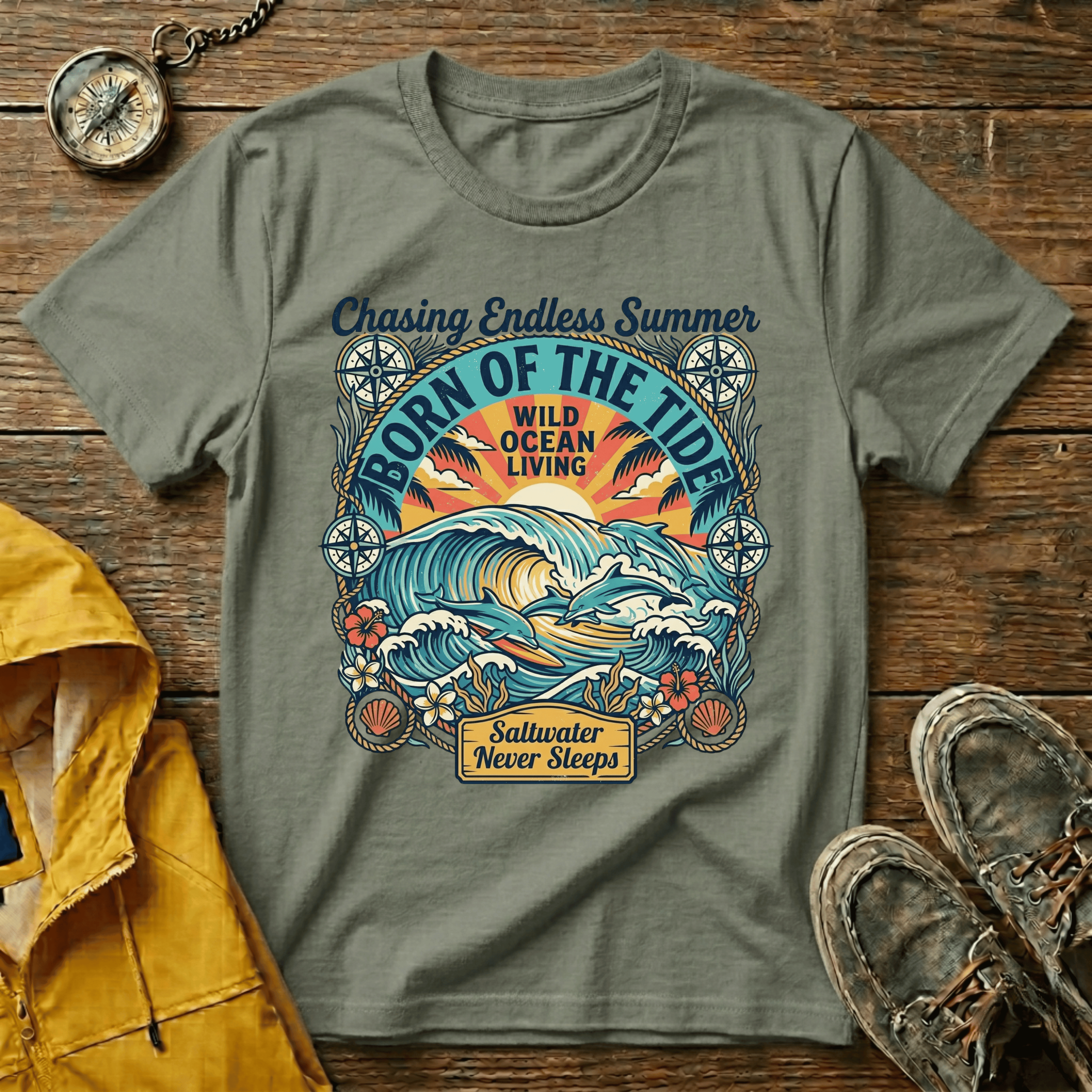 Born of the Tide Graphic T-Shirt – "Chasing Endless Summer" Vintage Ocean Tee