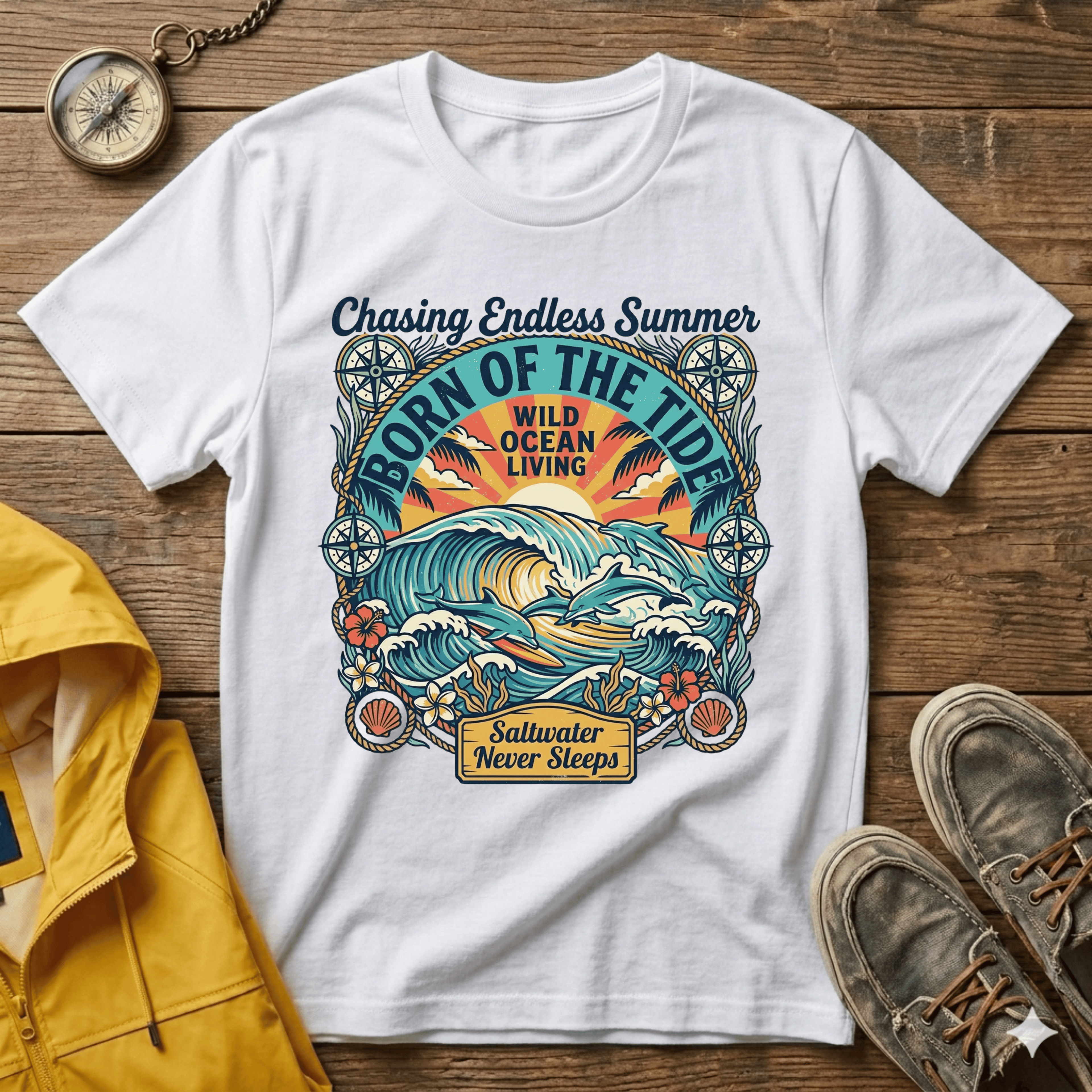 Born of the Tide Graphic T-Shirt – "Chasing Endless Summer" Vintage Ocean Tee