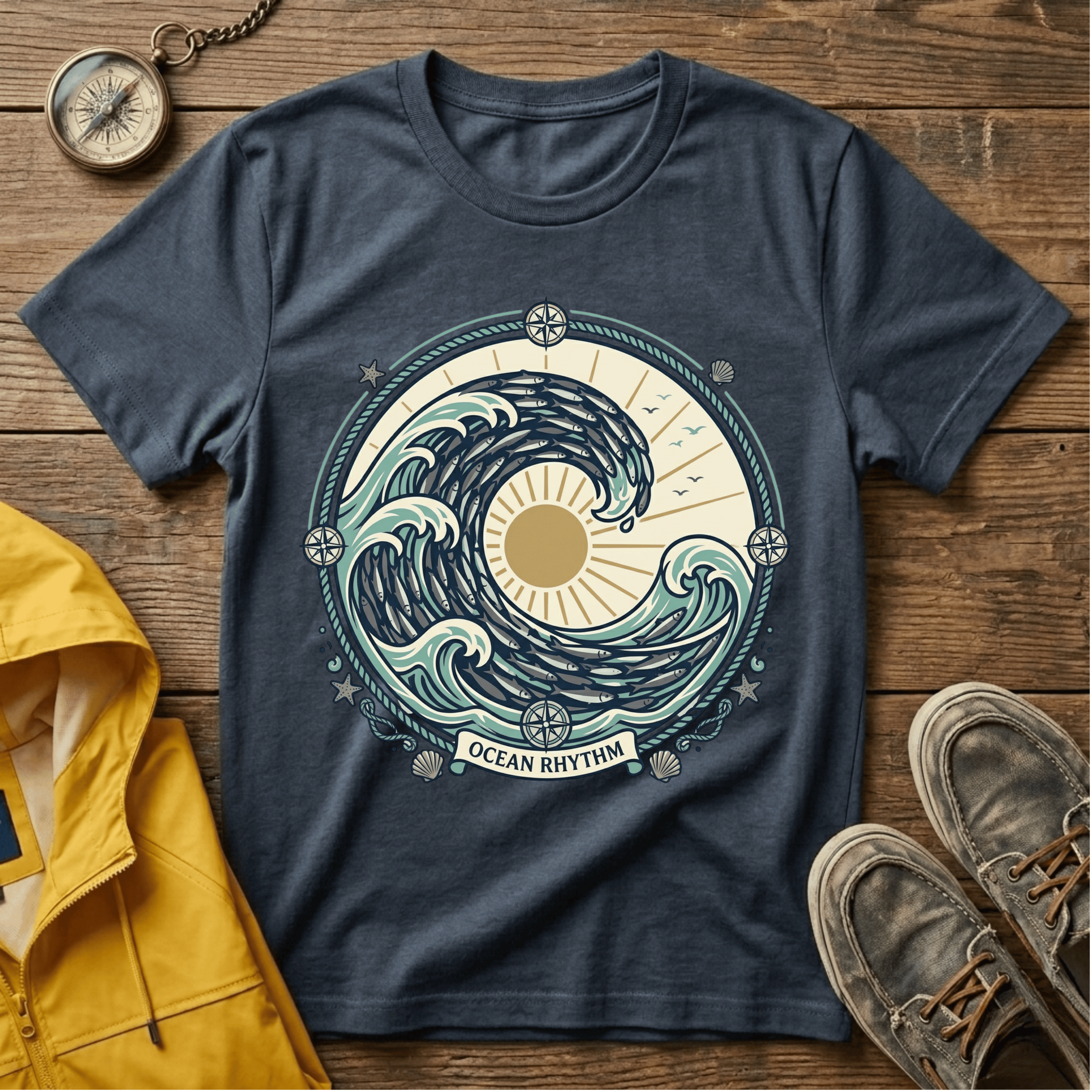 Wave Crest T-Shirt — Nautical Ocean Sun Graphic Tee