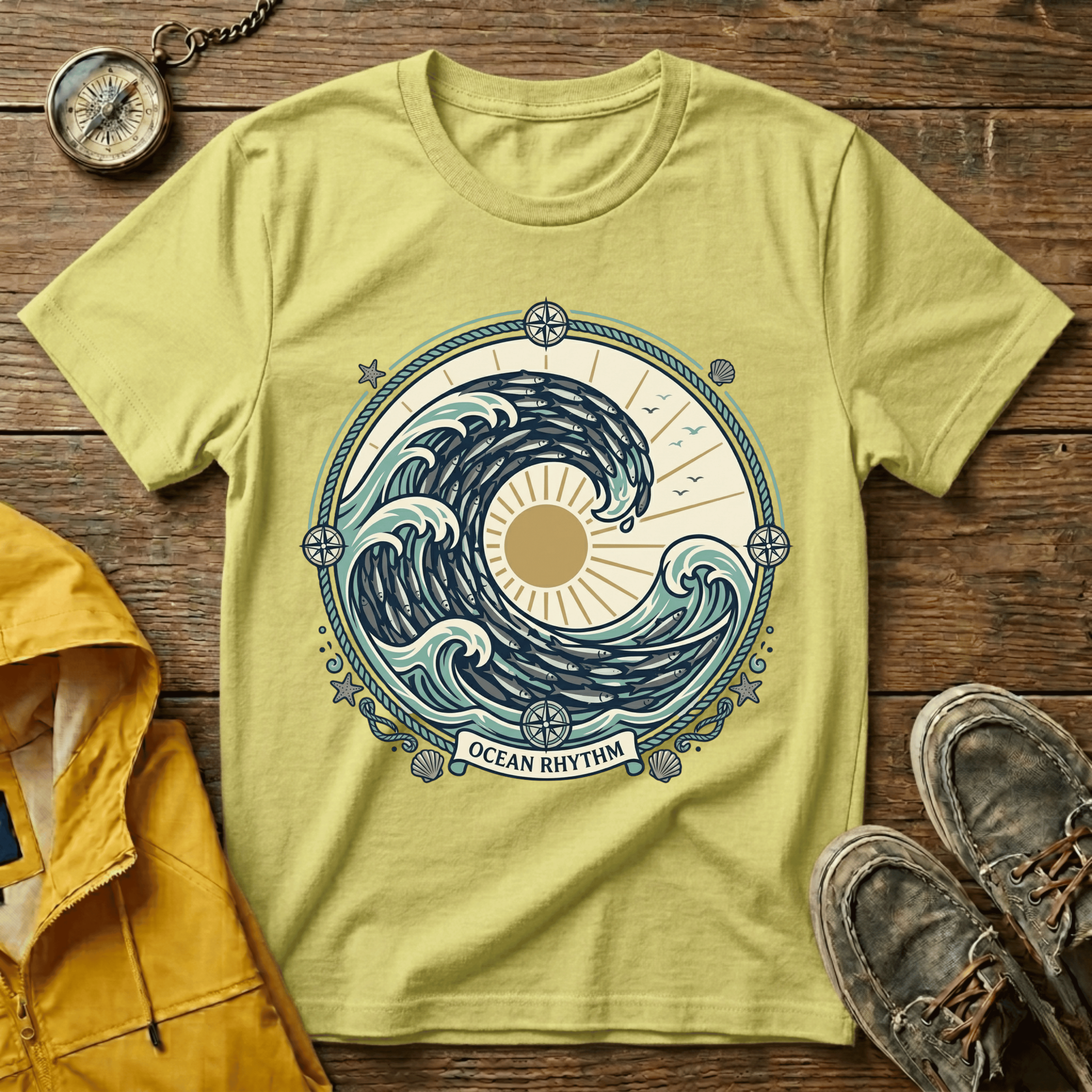 Wave Crest T-Shirt — Nautical Ocean Sun Graphic Tee