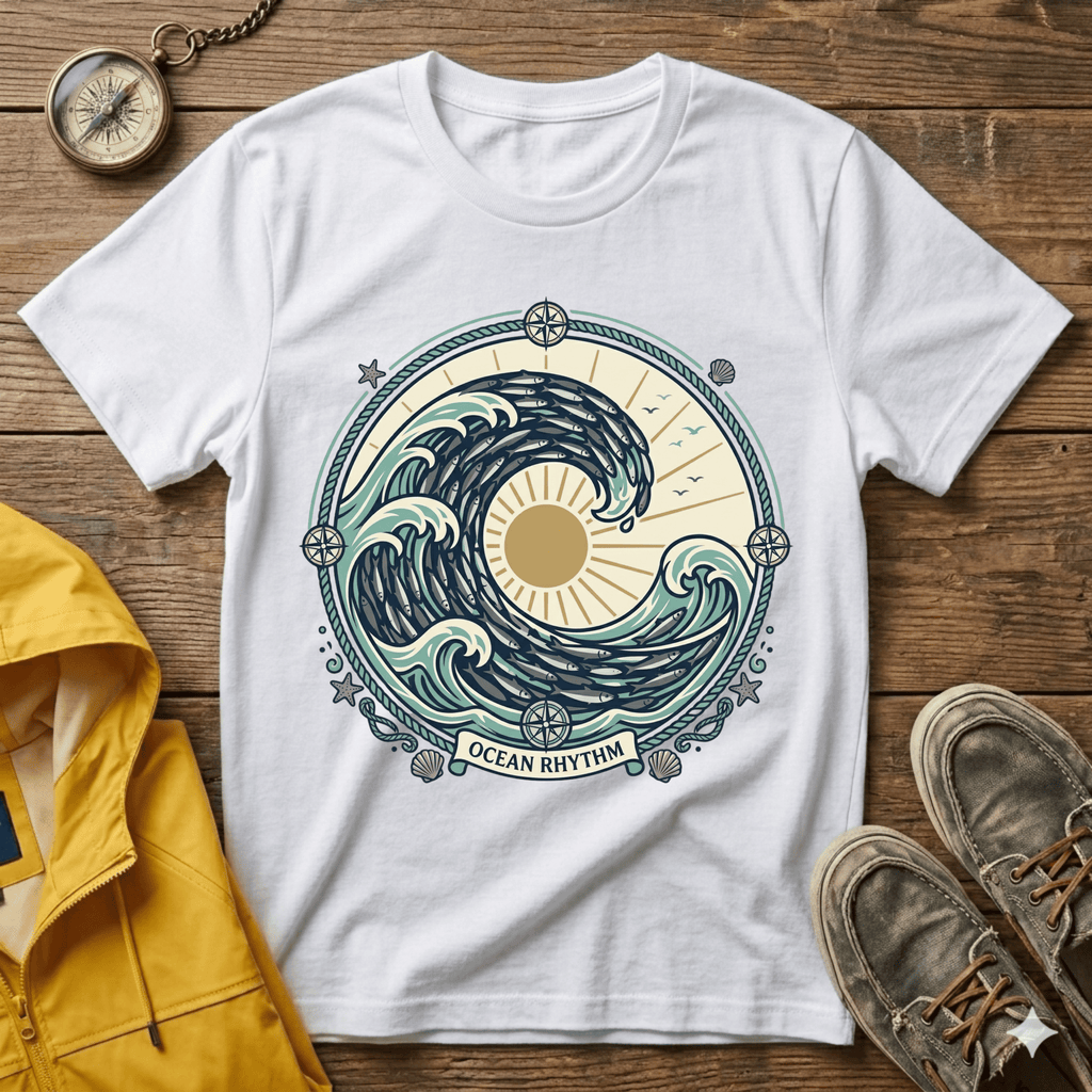 Wave Crest T-Shirt — Nautical Ocean Sun Graphic Tee