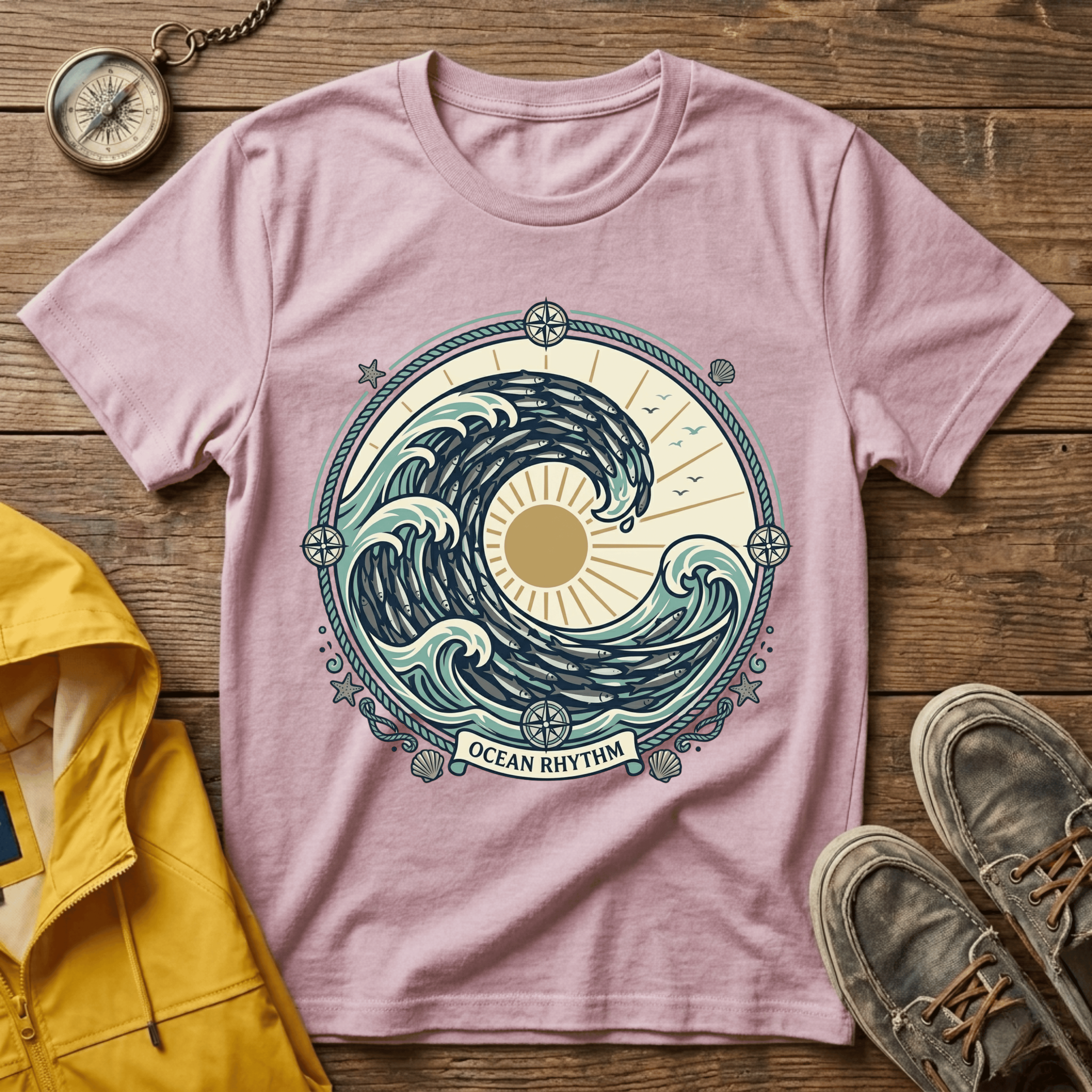Wave Crest T-Shirt — Nautical Ocean Sun Graphic Tee
