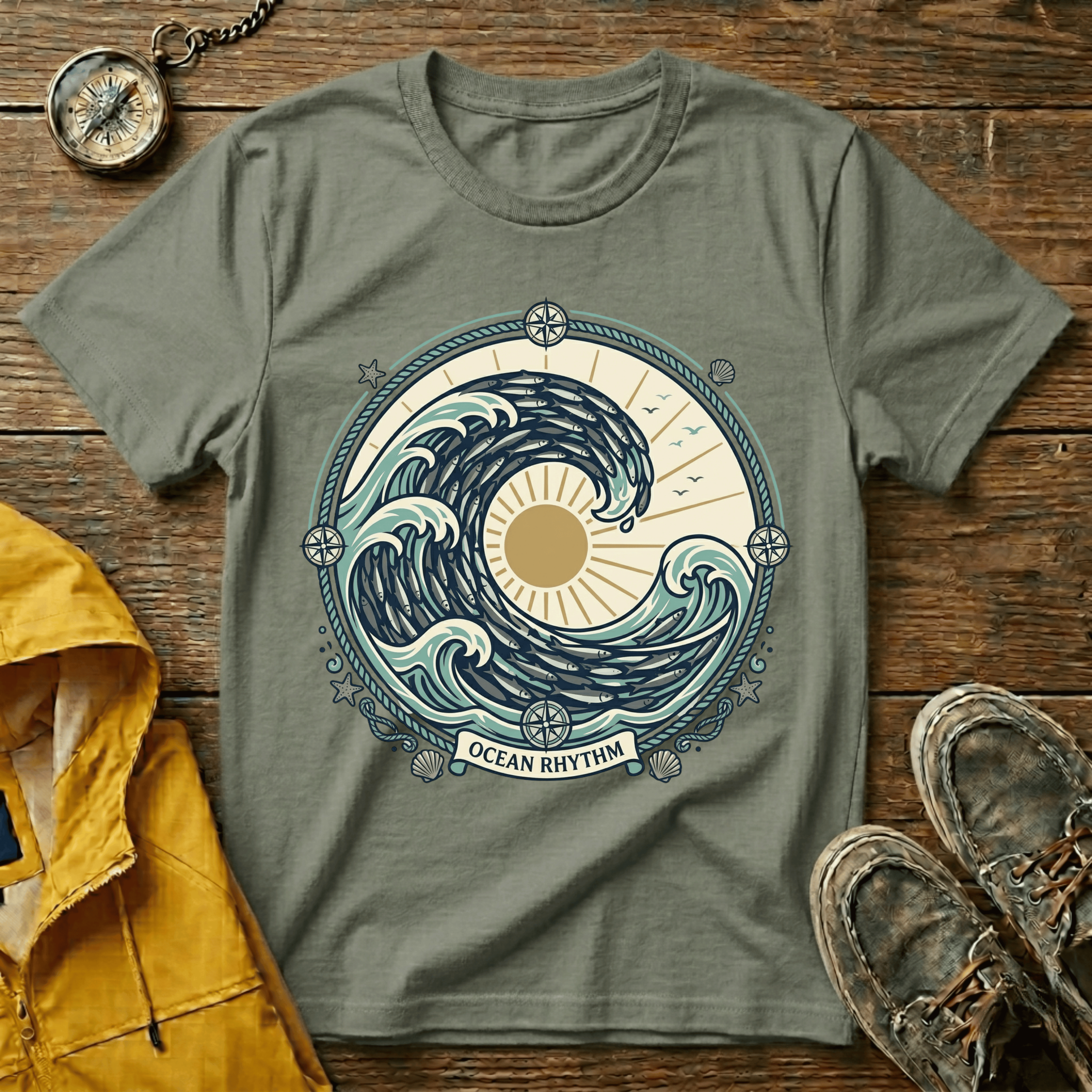 Wave Crest T-Shirt — Nautical Ocean Sun Graphic Tee