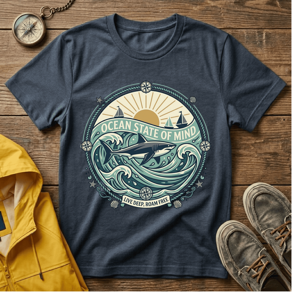 Ocean State of Mind T-Shirt — Vintage Surf Waves Tee