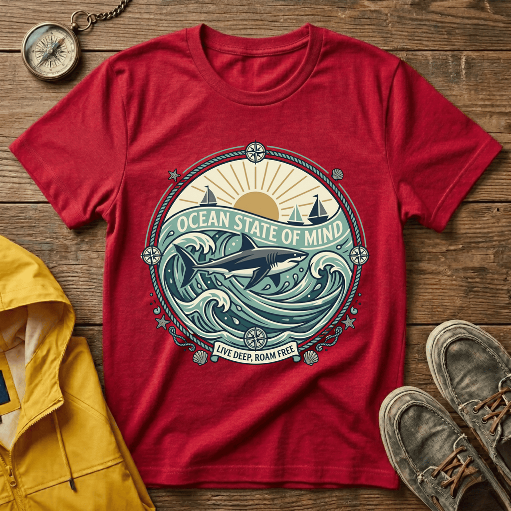 Ocean State of Mind T-Shirt — Vintage Surf Waves Tee