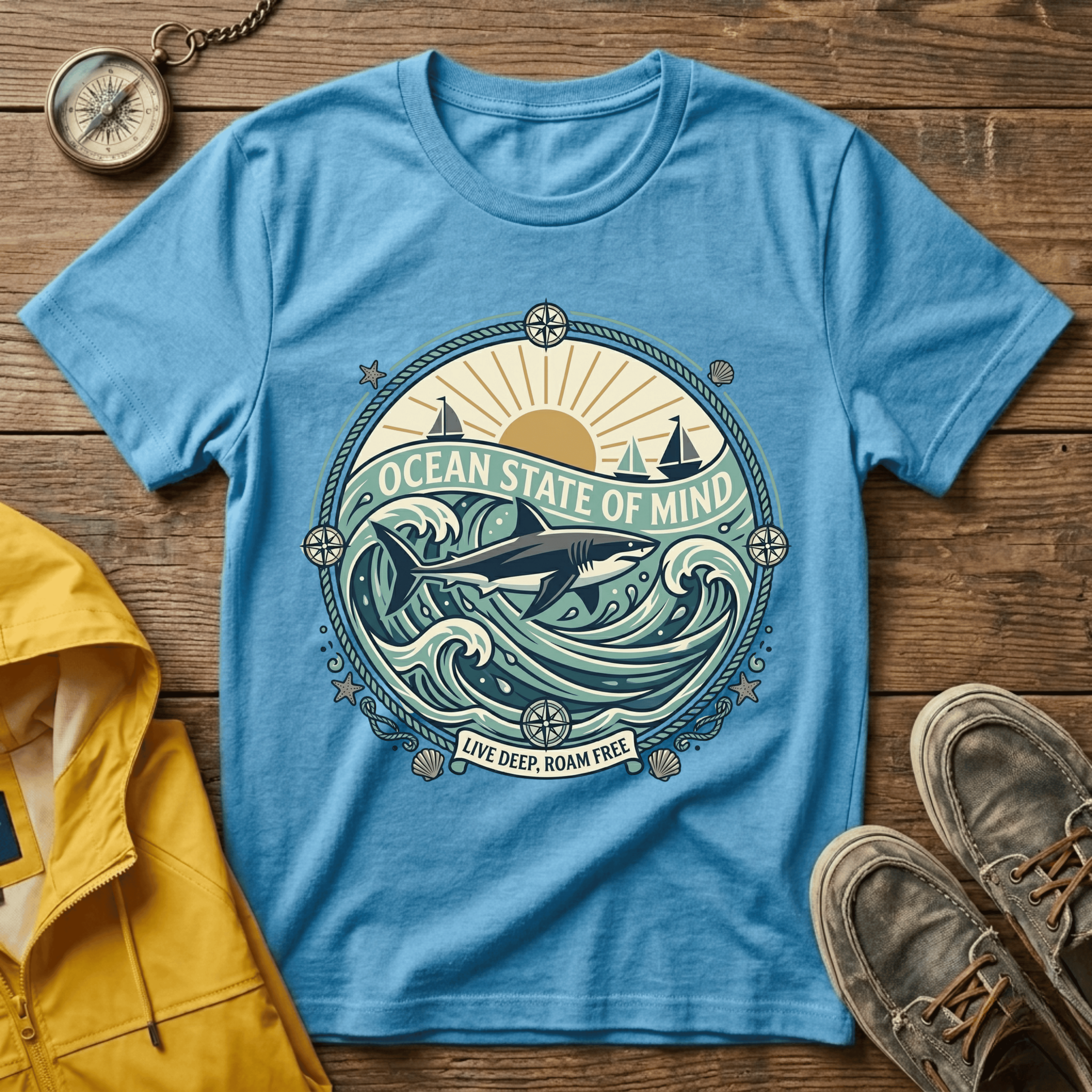 Ocean State of Mind T-Shirt — Vintage Surf Waves Tee