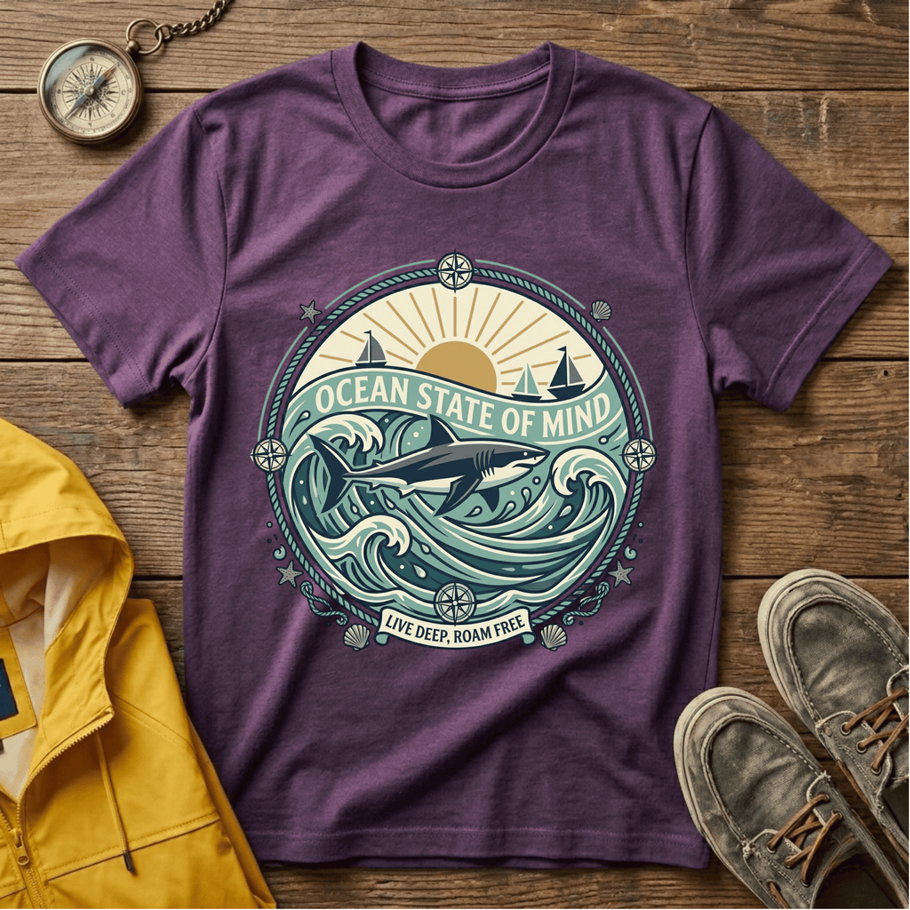 Ocean State of Mind T-Shirt — Vintage Surf Waves Tee