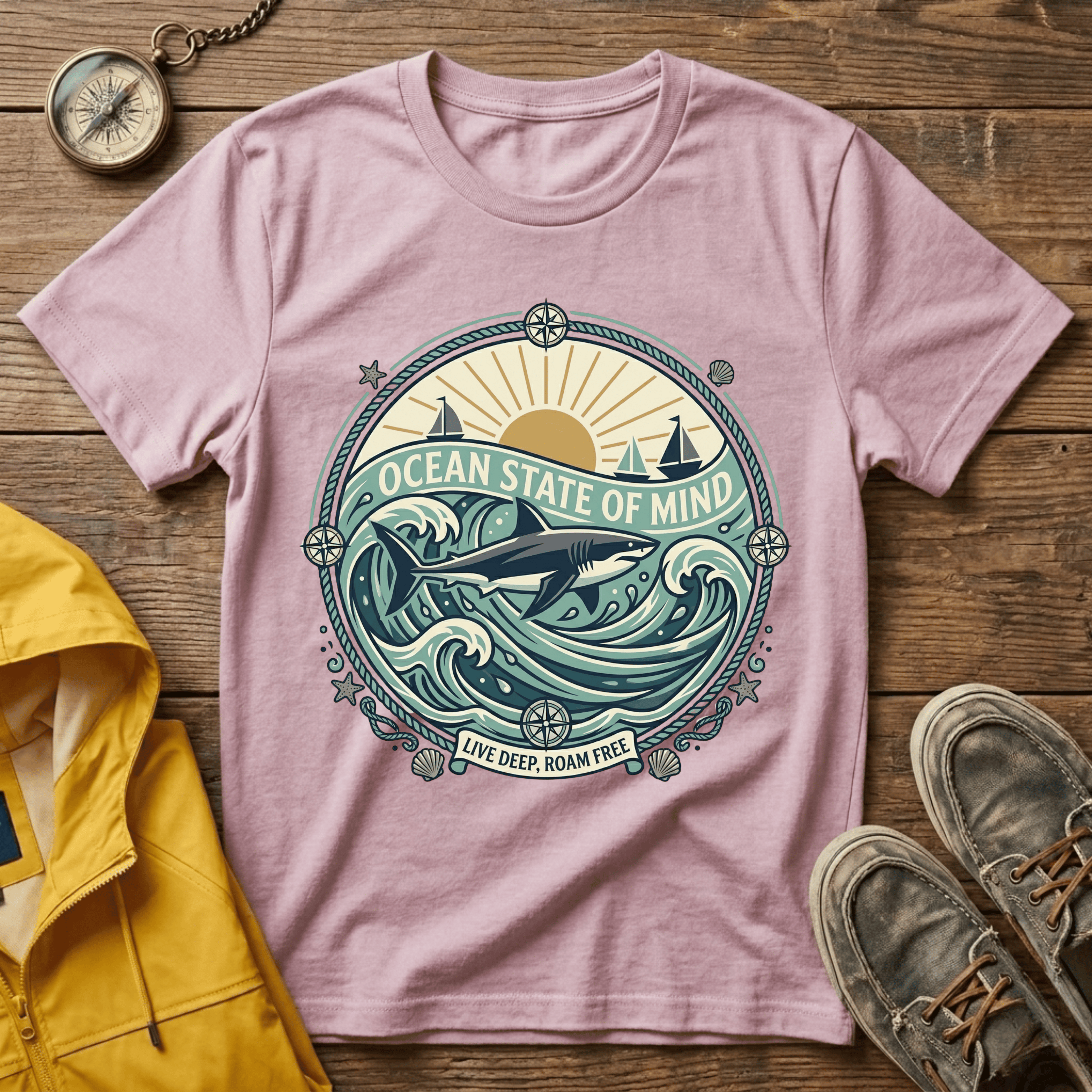 Ocean State of Mind T-Shirt — Vintage Surf Waves Tee