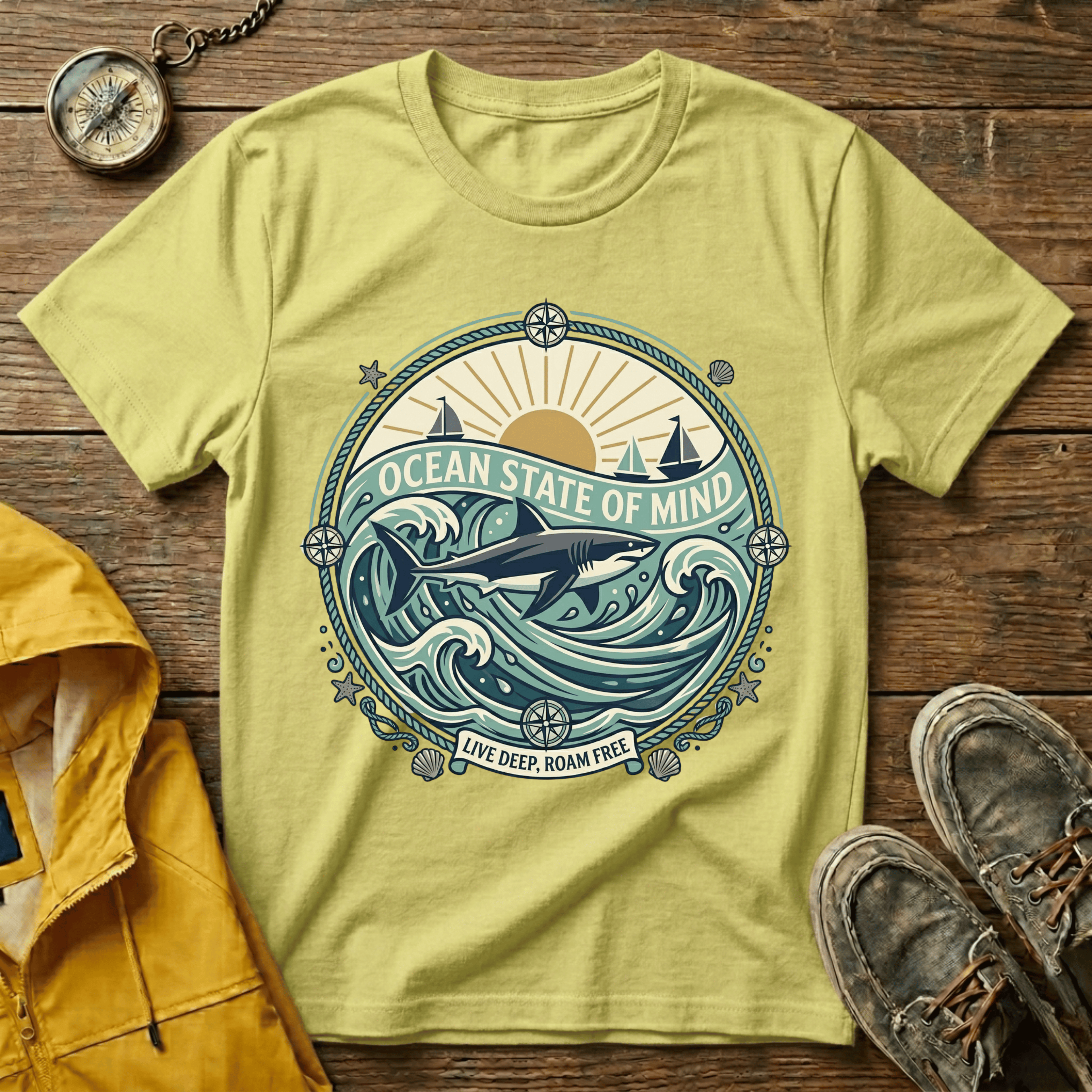 Ocean State of Mind T-Shirt — Vintage Surf Waves Tee