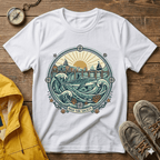 Coastal Sunrise T-Shirt — Nautical Ocean Waves Graphic Tee