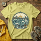 Coastal Sunrise T-Shirt — Nautical Ocean Waves Graphic Tee