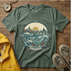 Coastal Sunrise T-Shirt — Nautical Ocean Waves Graphic Tee