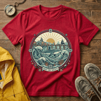 Coastal Sunrise T-Shirt — Nautical Ocean Waves Graphic Tee