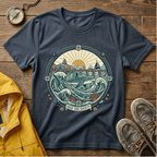 Coastal Sunrise T-Shirt — Nautical Ocean Waves Graphic Tee