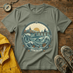 Coastal Sunrise T-Shirt — Nautical Ocean Waves Graphic Tee