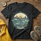 Coastal Sunrise T-Shirt — Nautical Ocean Waves Graphic Tee